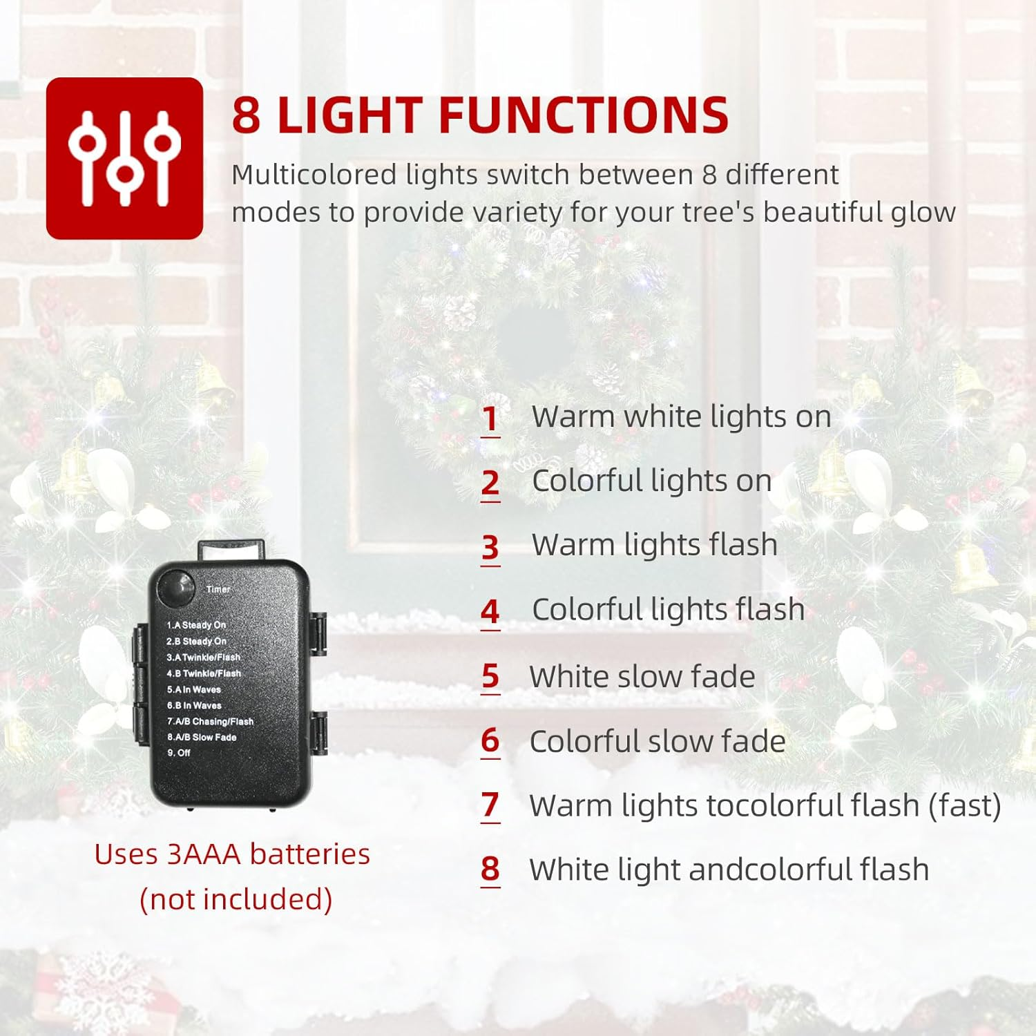 Set of 2 Christmas Tree Outdoor - Prelit Xmas Tree W/ 80 LED Multi-Color, for outside Holiday Display Yard Front Porch Pathway Decor image number 1