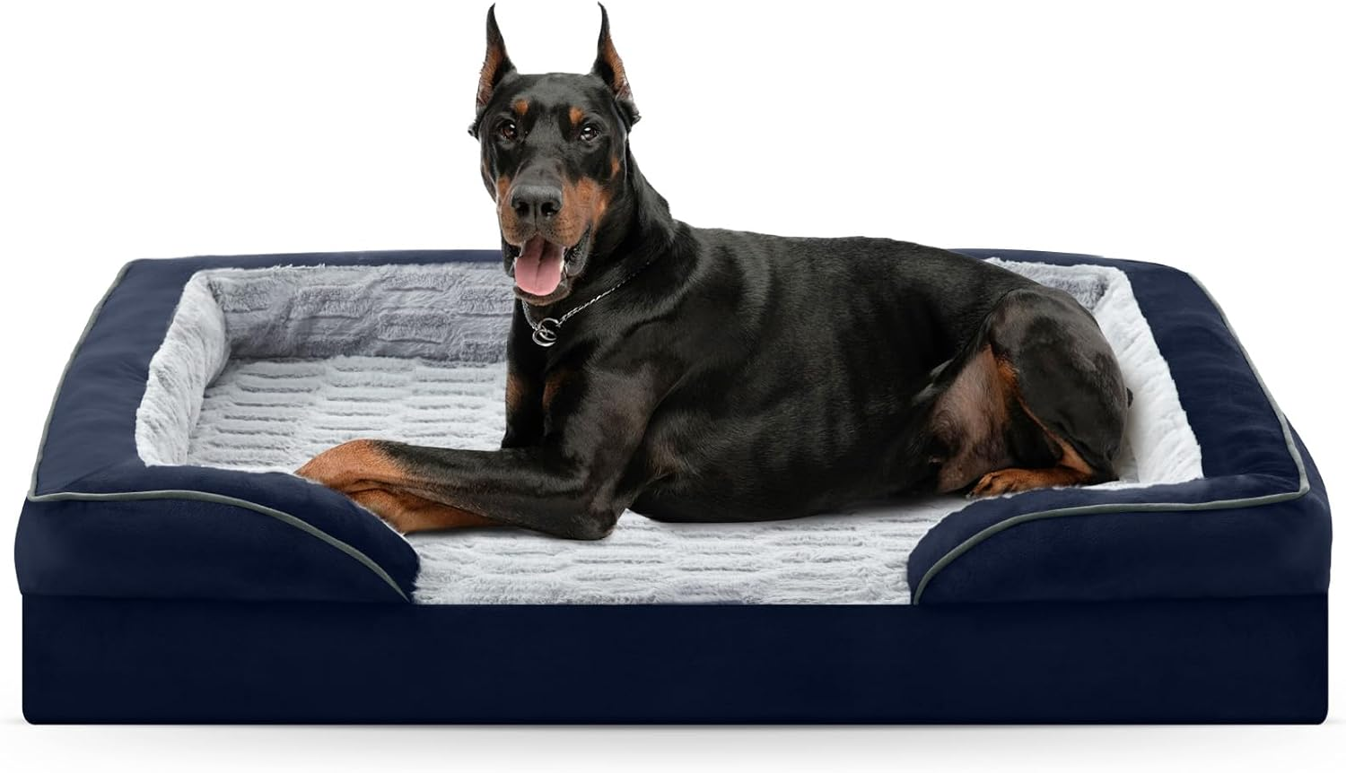 FURTIME Dog Bed for Large Medium Small Dogs Soft Washable Pet Bed Orthopedic Dog Sofa Bed Breathable Rectangle Sleeping Bed Anti-Slip Bottom(25'', Grey)
