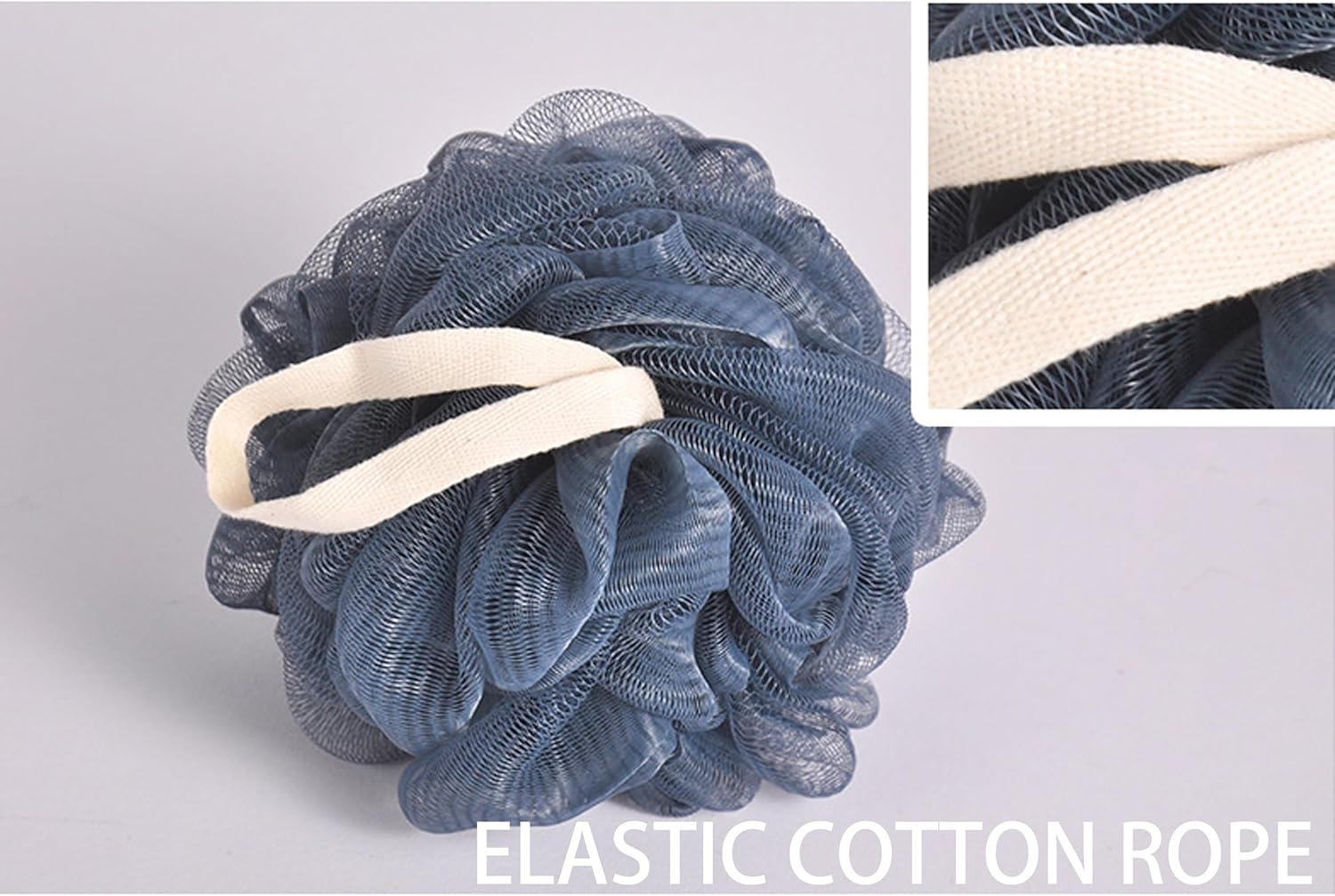 ADSEXY Bath Loofah Sponges, Mesh Shower Puffs, 50G Each, Pack of 3, White Pink Blue image number 5