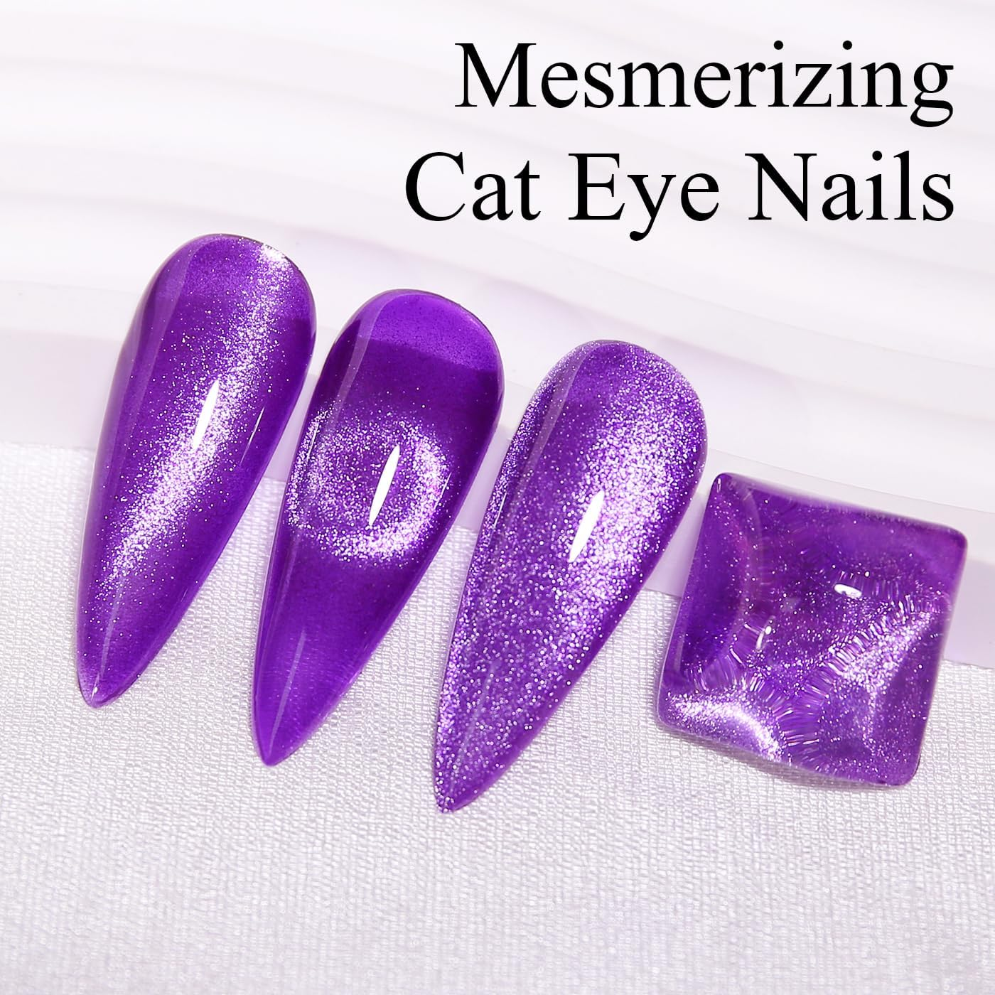 Imtiti Cat'S Eye UV Gel Nail Polish - 15 Ml Purple Glitter Holographic with Magnet - LED Magnetic Galaxy Glitter DIY Manicure Nail Salon - Neon Red image number 7