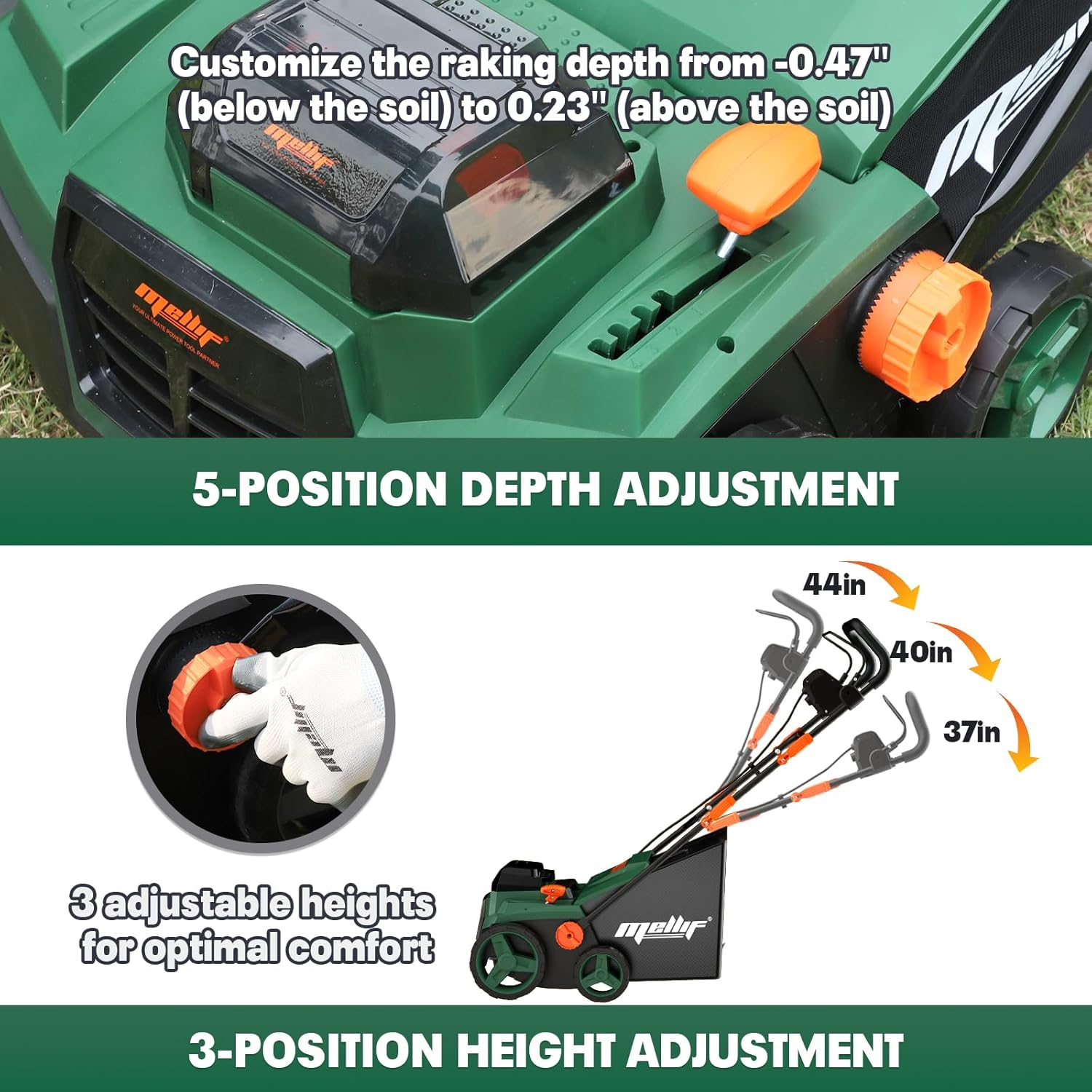 Cordless 15IN 2-In-1 Dethatcher & Scarifier Compatible with Makita 18V Battery (Tool Only), 12 Gal Collection Bag, Air Boost Technology, Quick Fold & 3 Adjustable Position, Walk-Behind for Lawn Care