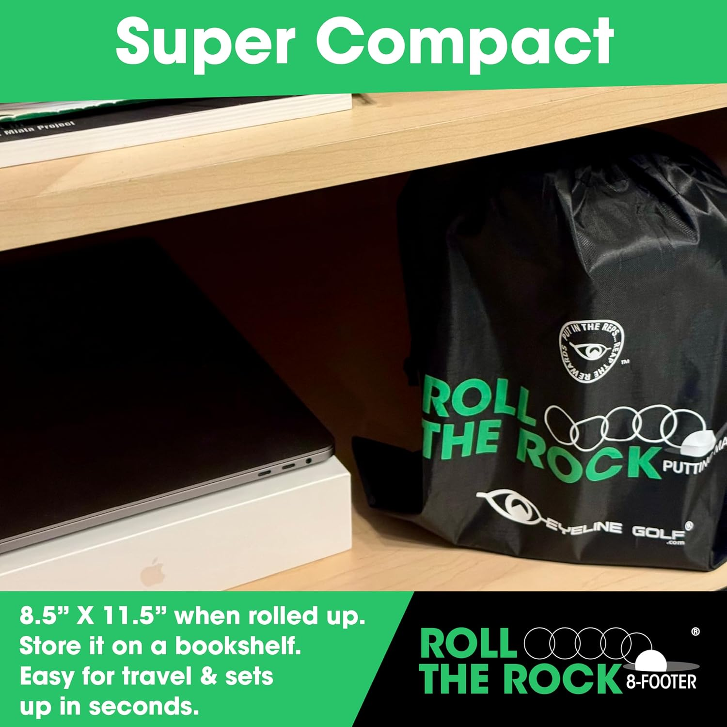 Eyeline Golf Roll the Rock Putting Mat - Have Fun Perfecting Stroke, Alignment, Speed Control, Visualization, Consistency - Indoor - Compact image number 6