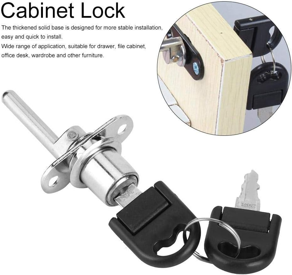 Rustproof, Durable Filing Cabinet Lock, 2-Part Drawer Lock, Desk Cabinet For(19Mm Silver Single Lock) image number 1