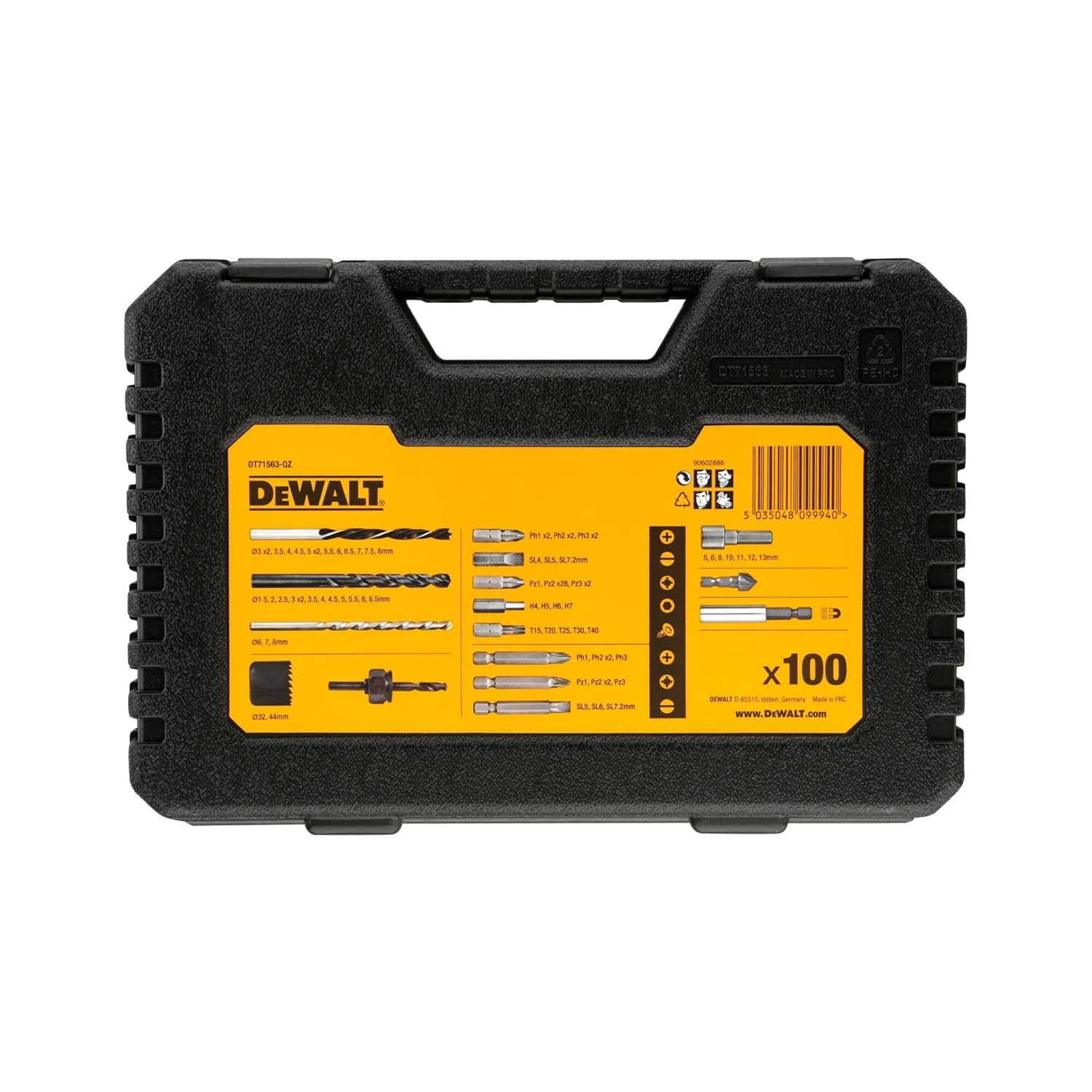 DEWALT DT71563-QZ Combination Drill Bit Set - 100 Pieces - Black Durable Case Included image number 3