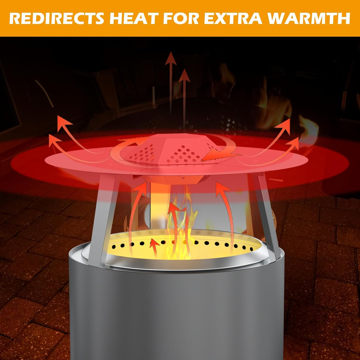 Heat Deflector for Solo Stove Bonfire 19" Accessories Stainless Steel Heat Diffuser for Firepit Captures and Redirects Warmth with Handle and Legs for Outdoor image number 6