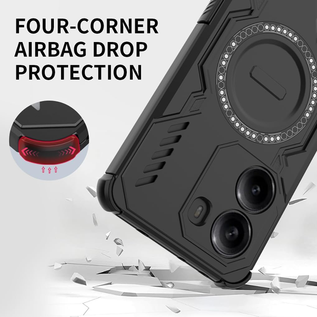 SEAHAI Case for Xiaomi Poco X7 Pro 5G with Magnetic Adsorption Function, Military Shockproof Case, Ultra Thin Hard PC Protective Case, Silicone TPU Bumper Mobile Phone Case, Blue - Black image number 3