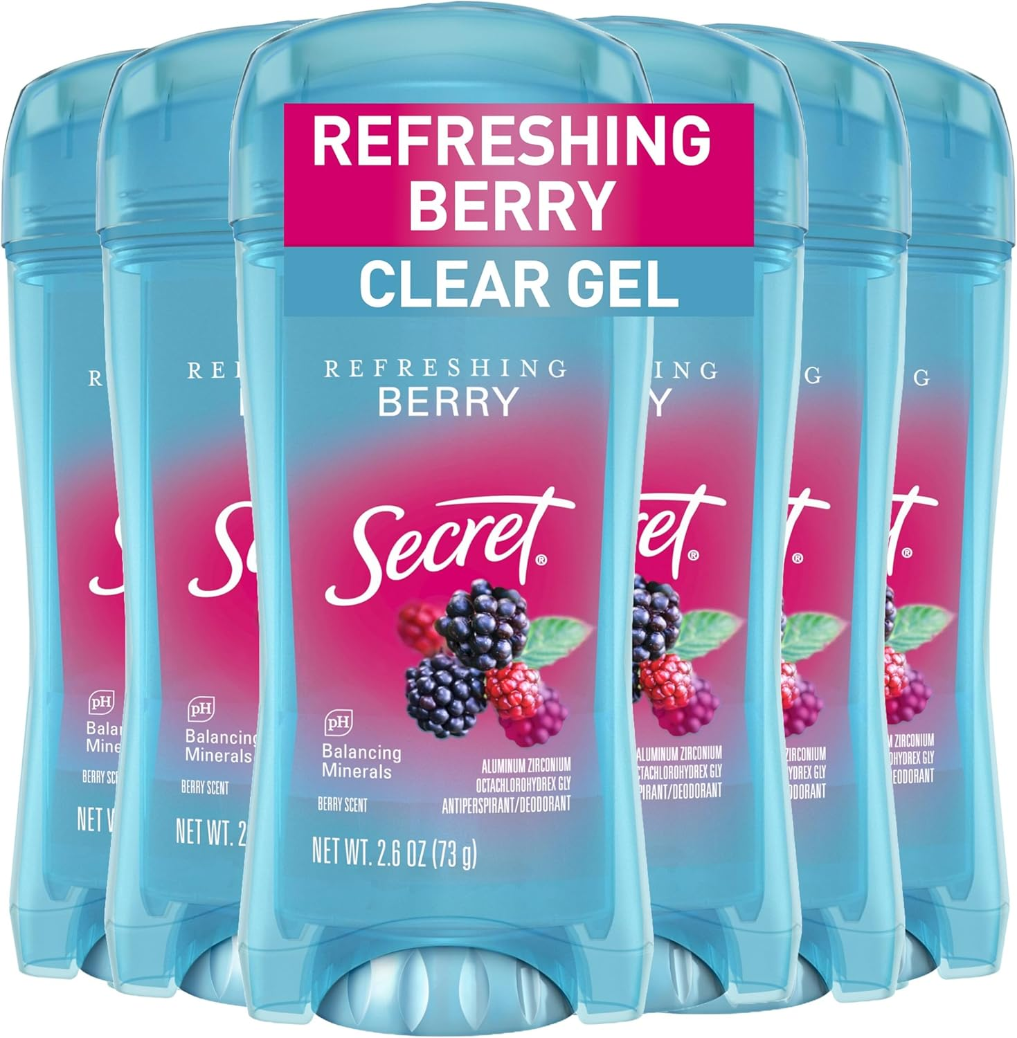 Secret Fresh Antiperspirant and Deodorant Clear Gel, Boho Berry, 2.6 Oz(Pack of 6). image number 1