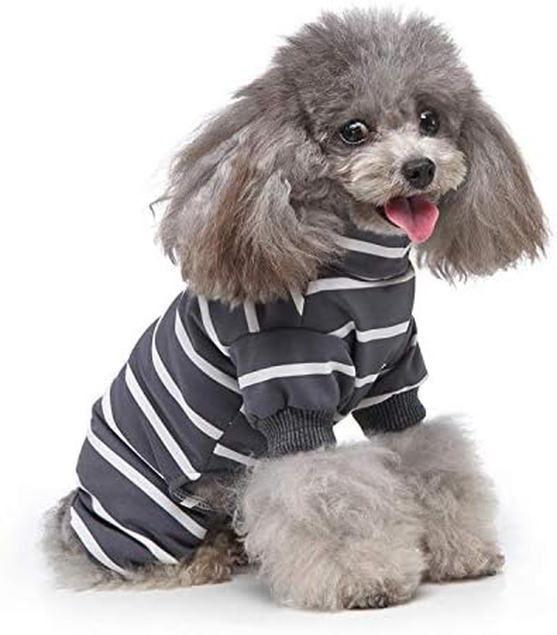 Striped Dog Pajamas for Small Dog Cooling Puppy Pullover Jumpsuit Stretchable Breathable Pet Pjs Summer Spring Pyjamas (Grey, S) image number 2