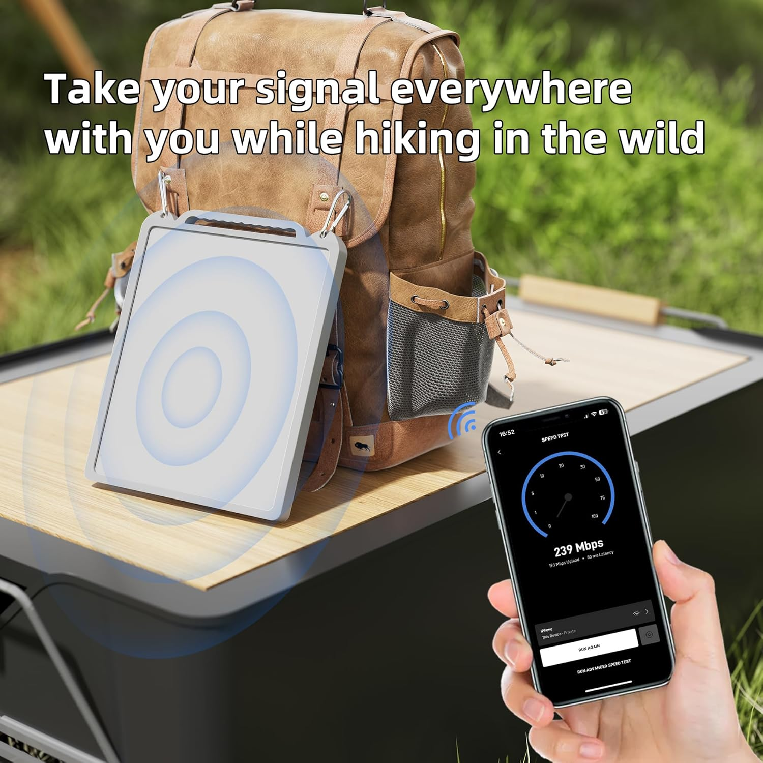 Starlink Mini Case Cover, Anti-Bump Silicone Protector with Hook to Hang Starlink Mini on the Backpack for Non-Stop Signal White image number 5