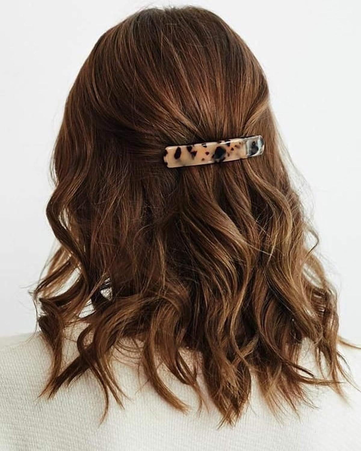 2PCS French Design Hair Barrette Tortoise Shell Celluloid Rectangle Hair Clips for Women - Blue,Onyx Green image number 7