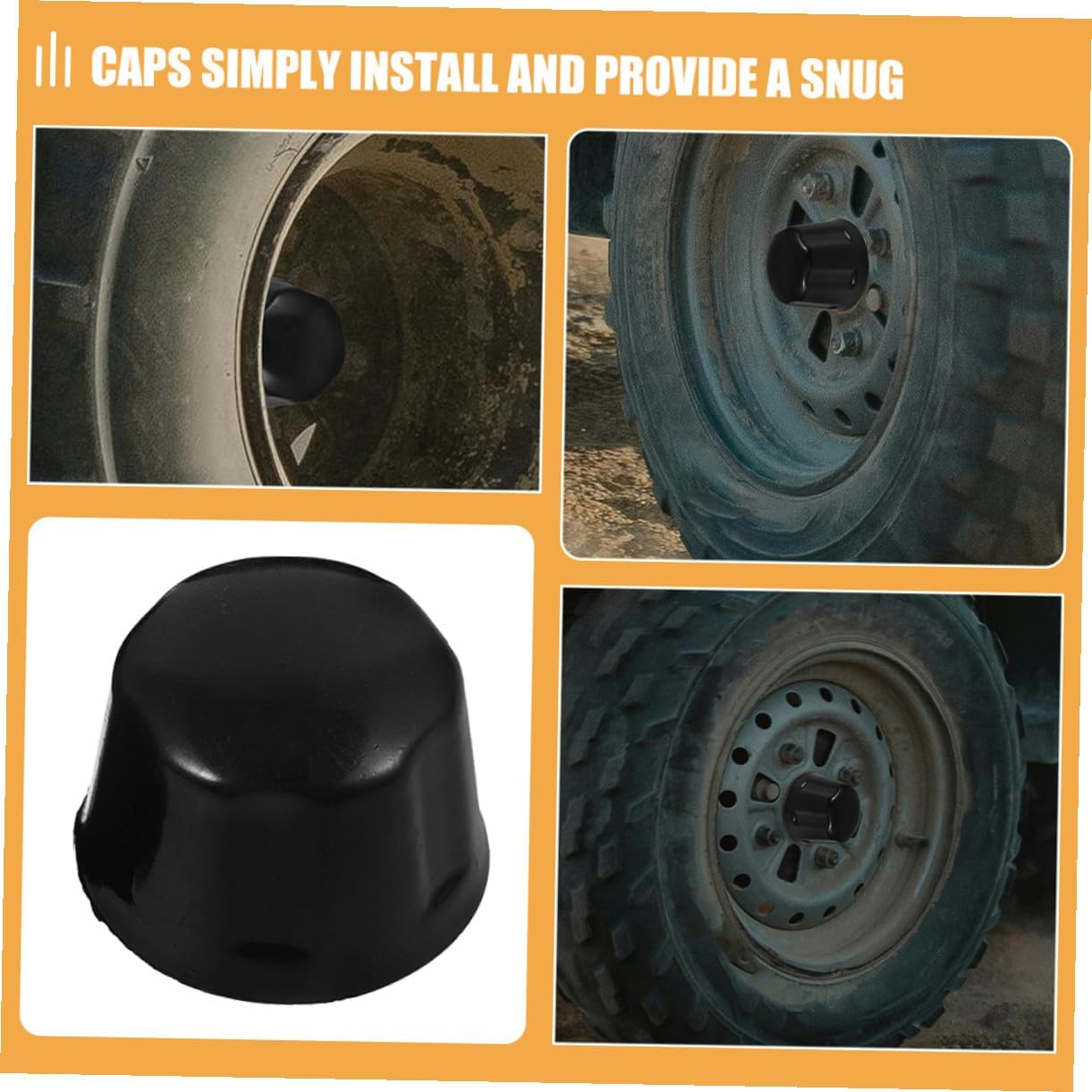 COMPUKAS 2Pcs ATV Wheel Hub Rubber Caps for Trailers and Go-Karts Rubber Dust Cover for Enhanced Wheel Easy Installation for ATV Accessories image number 4