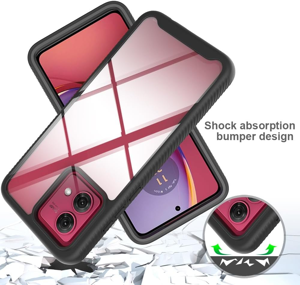 Ronrun for Motorola Moto G84 Case, with Built-In Screen Protector 360&deg; Full Body Shockproof Protection Armour Slim Fit Cover for Motorola Moto G84 Black image number 7