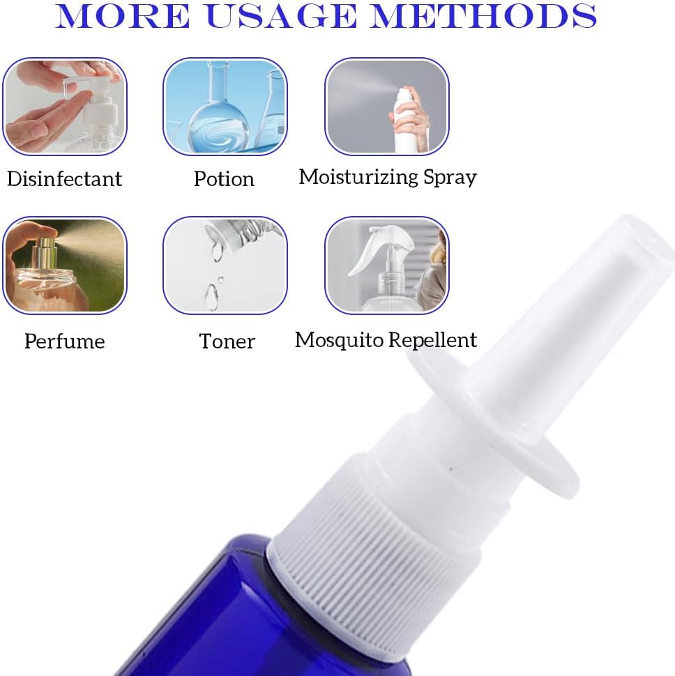 12Pcs Mini Plastic Nasal Spray Bottles - 5Ml Fine Mist Sprayers Atomizers Cosmetic Perfume Makeup Water Storage Holder Container Portable Empty Refillable(Blue) - Clear image number 7