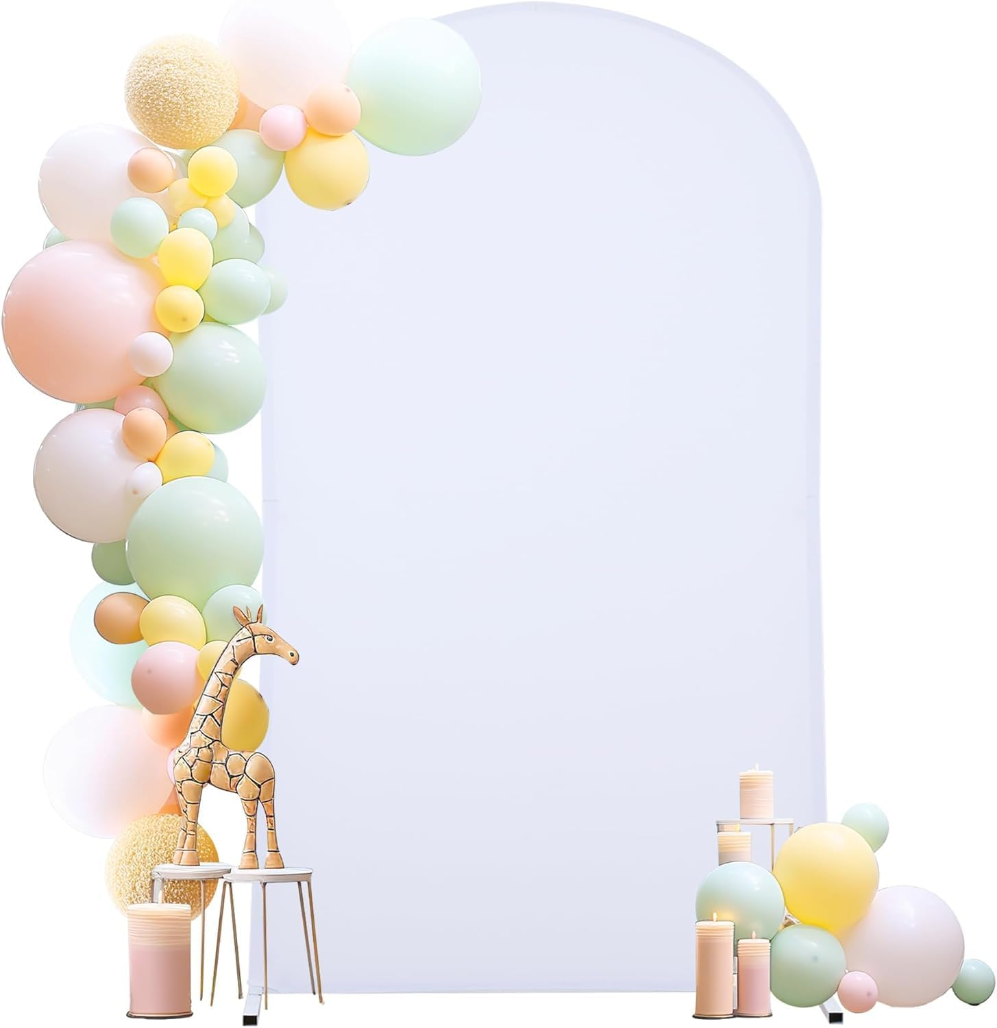 6.6FT Wedding Arch Cover，White Arch Backdrop Cover Stretchy Spandex Backdrop Stand Covers for Birthday Party Ceremony Banquet Decor(79.2" L X 39.6" W) image number 2