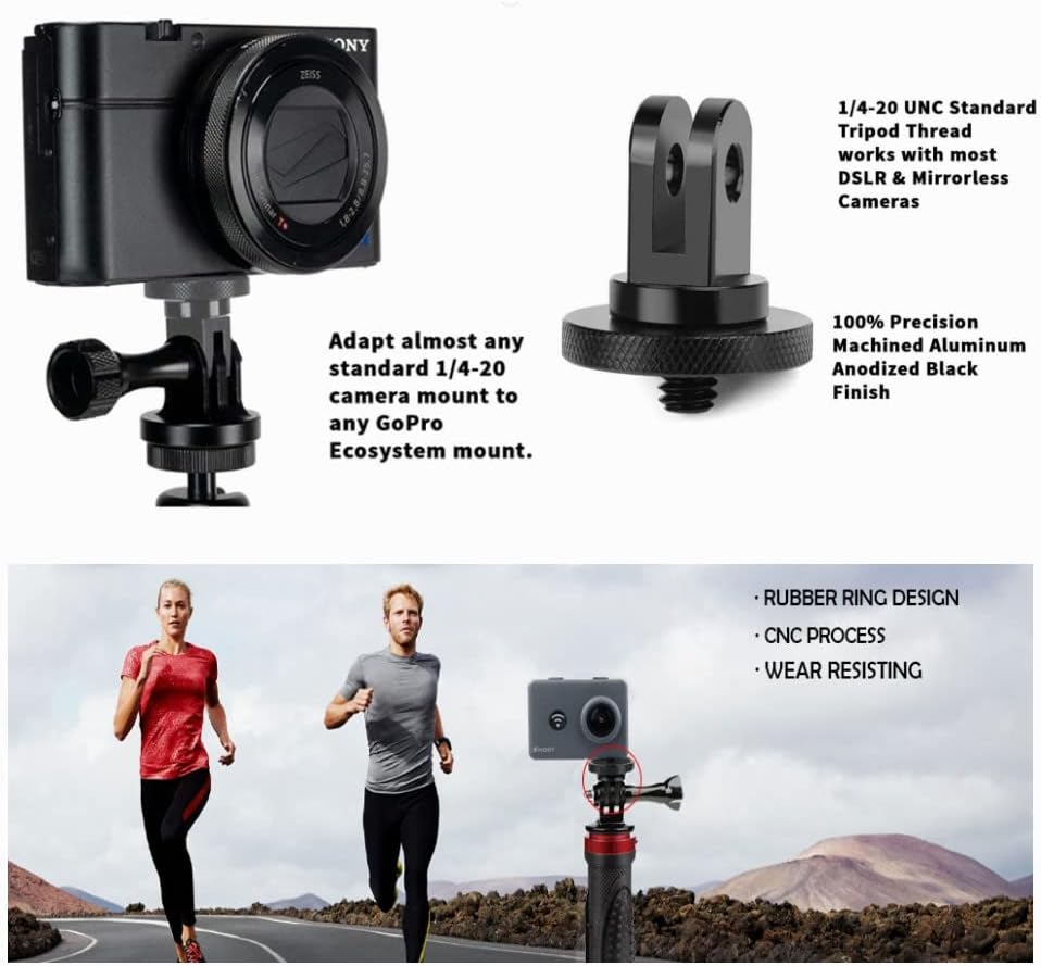 DACUAN Aluminum Metal Camera Mount Adapter, 2-Pack Compatible with Gopro, Sony, Insta360 & Other Standard 1/4-Inch 20 Thread Cameras image number 1