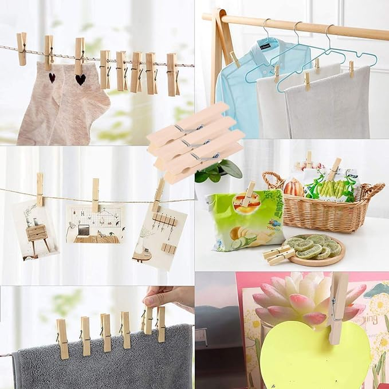 WEZCHUGHAOL 50Pcs Clothes Pins Wooden Duty Wood Clips for Hanging Clothes Pictures Outdoor Wood Pins for DIY Crafts image number 6