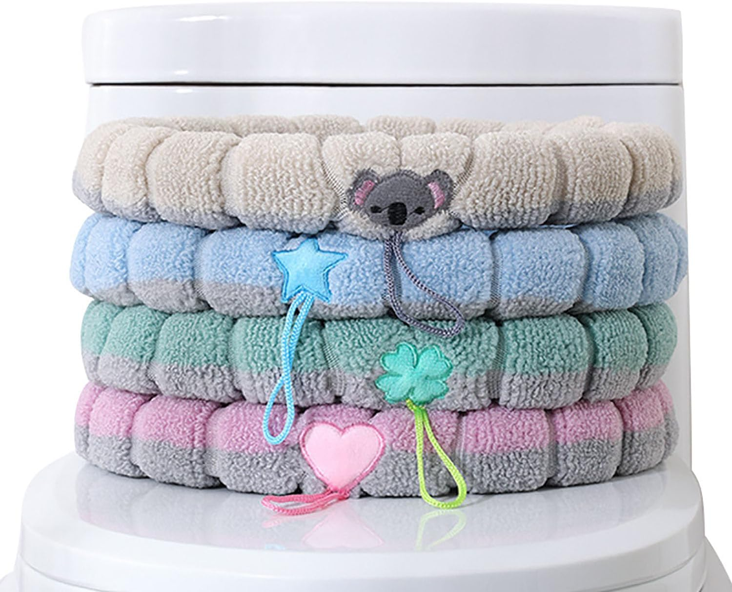 Toilet Seat Cover Pad with Handle 4PCS, Thicker Stretchable Washable Fits All Oval Toilet Seats image number 6