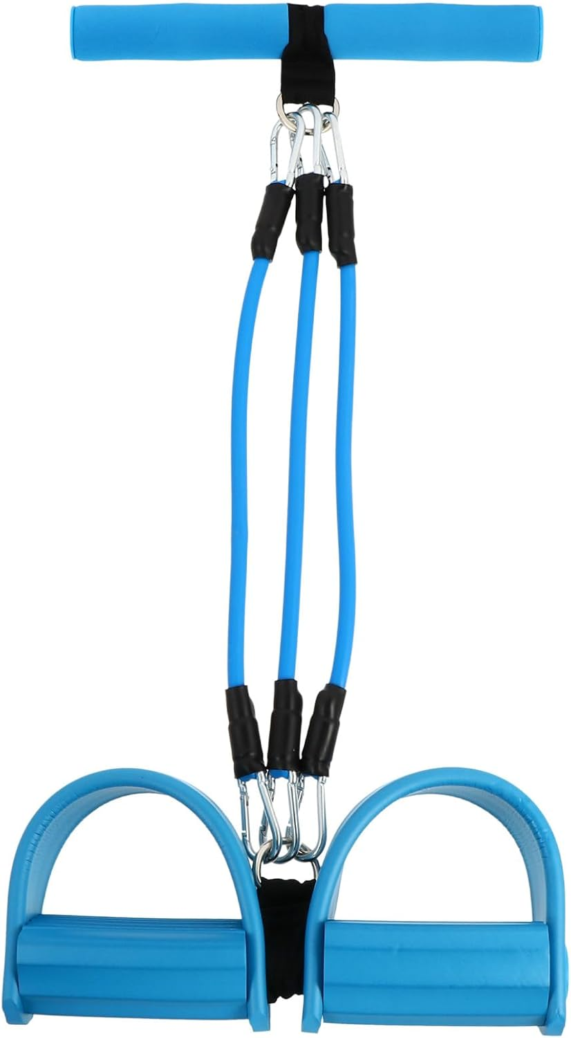 TEMPNAP Multifunctional Fitness Pedal Pull Rope with Three Tubes, Blue Sit-Up Abdominal Trainer for Home Workout and Yoga Exercise image number 6