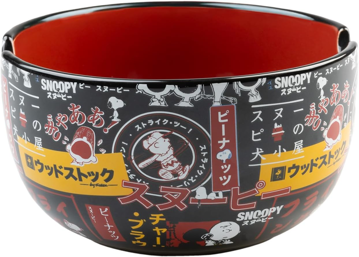 Grupo Erik Ramen Bowl Snoopy Ceramic Bowl 9 X 16 Cm 900 Ml with Sticks for Eating - Official Peanuts Snoopy Gifts Merch image number 6