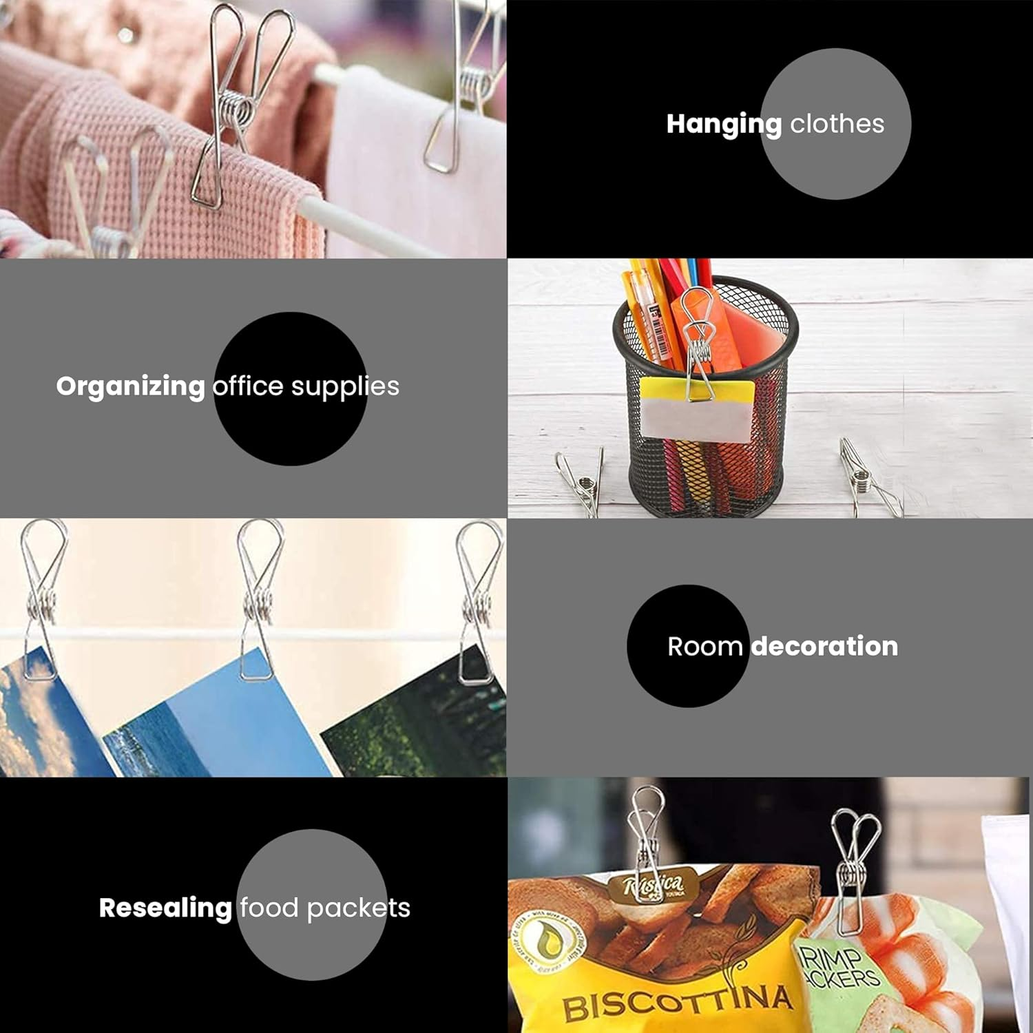 DIRECT from FACTORY Stainless Steel Pegs (Pack of 80) &ndash; 5.5X1.3X2.5 Cm, Metal Hanging Clips for Clothes, Towels, Socks, Pictures, Paper &ndash; Heavy Duty, Windproof, Multipurpose Wire Pins for Laundry image number 5