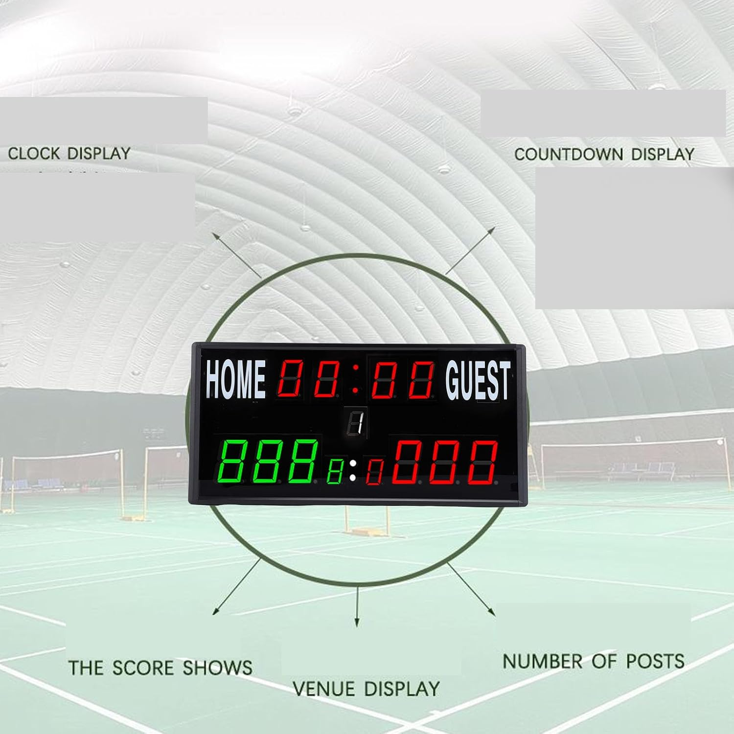 LED Portable Digital Scoreboard, Portable Digital Scoreboard with Countdown Match Time Battery Powered Scoreboard for Volleyball/Tennis/Basketball/Football image number 6