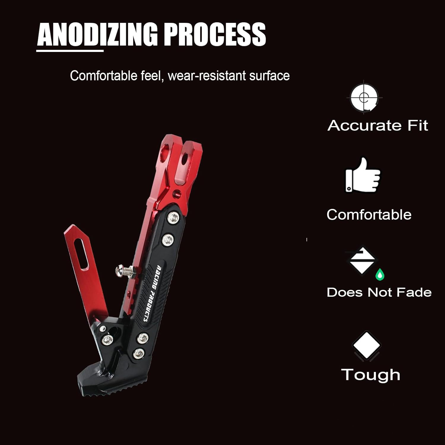 Motorcycle Universal Kickstand Adjustable Modified CNC Aluminum Alloy Adjustable Tripod Holder Kickstand Foot Side Support Stand Motor Scooter Motorbike Motocross Electric Dit Pit Bike （Red) (Red)