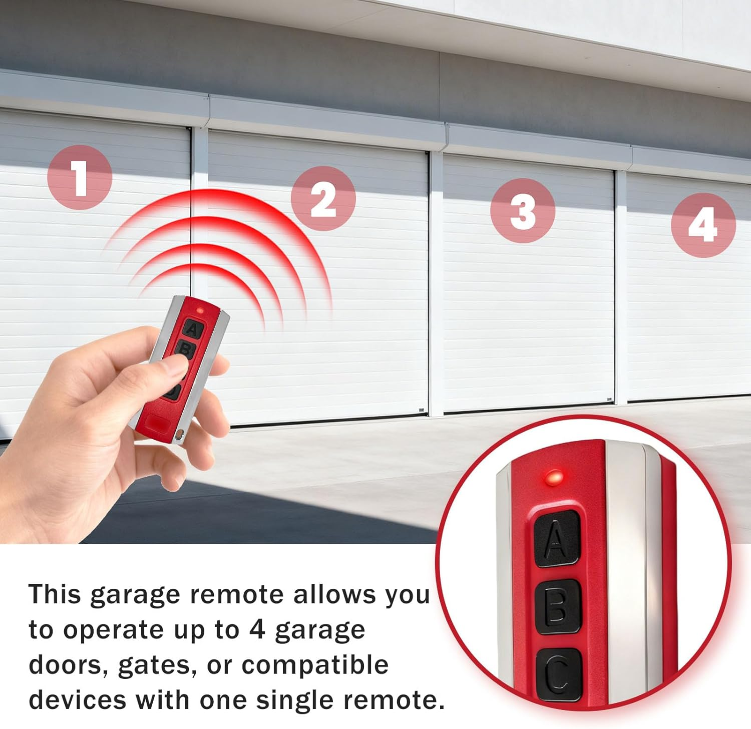 NLDZGA Remote Control Compatible with ATA PTX-5 PTX5V2 433.92Mhz Garage Door Remote Works for Garage Door Opener Model GDO 6V3/6V4/7V2/7V3/8V3/9V2/9V3/10V1-Red-2Pcs - Red-1 image number 5