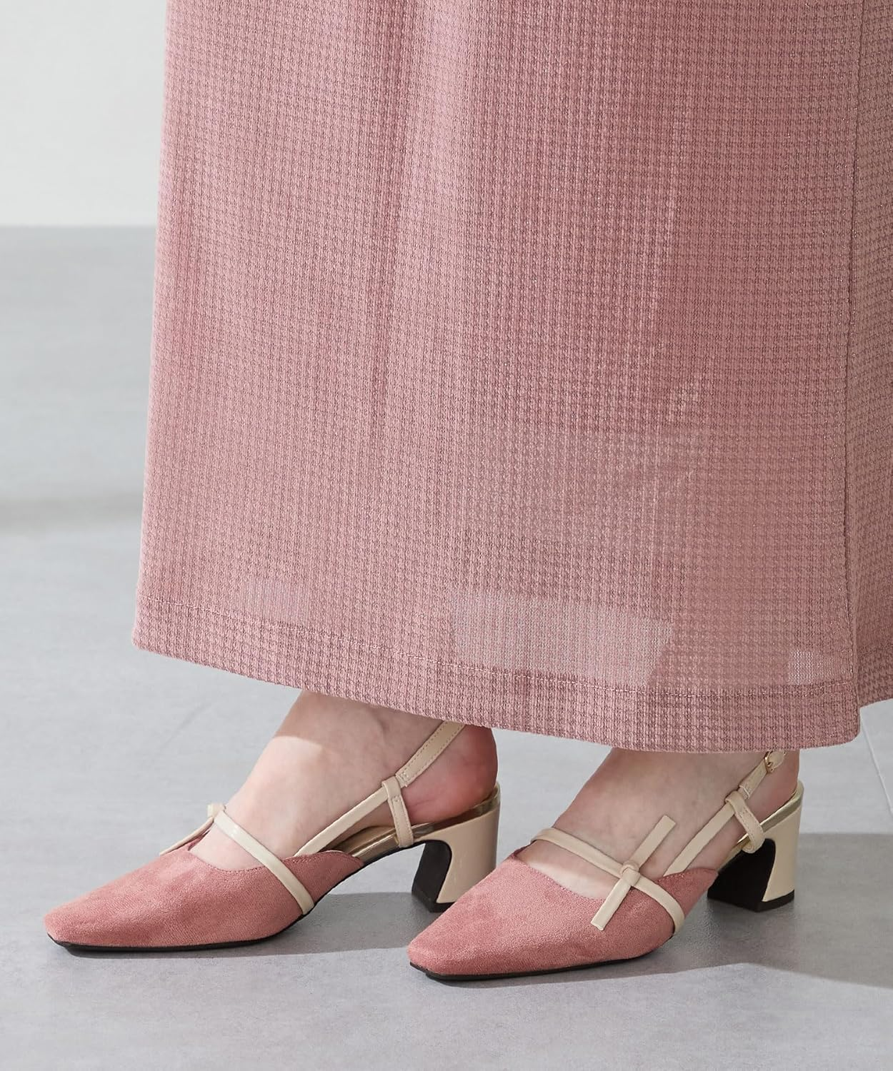 Oriental Traffic 51314 Women'S Pumps, Office Casual, Commuting, Square Toe, Heel Strap, Side Ribbon image number 3