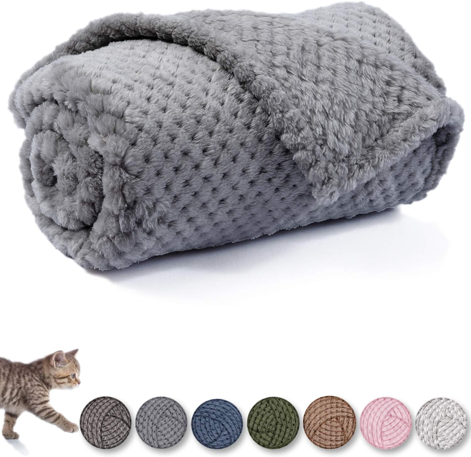 Warm Soft Fuzzy Dog or Cat Blanket, Plush Fleece Throws for Puppy, Kitten, Bed, Couch, Sofa, Travel (L/40" X 48", Grey) image number 6