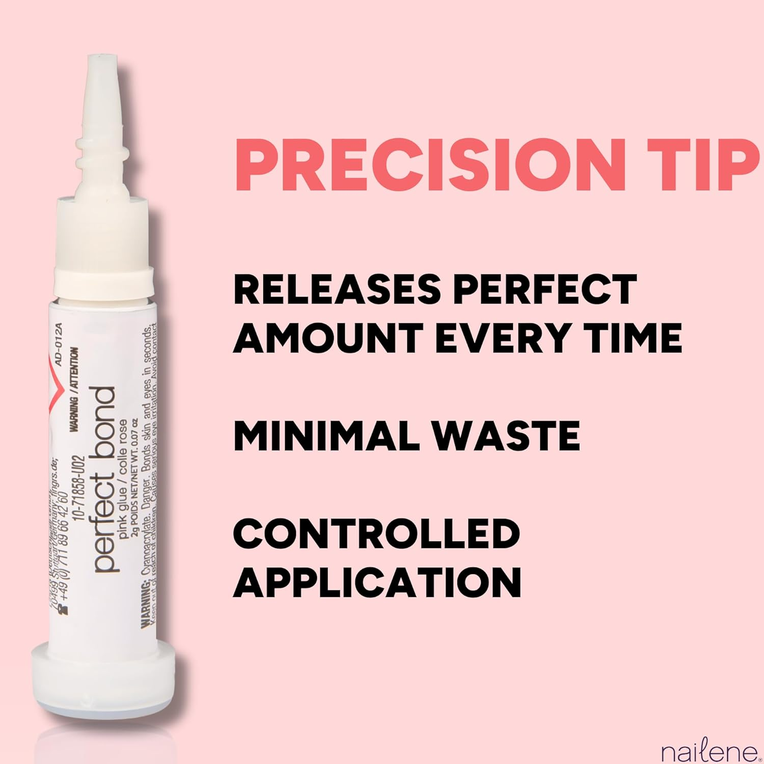 Nailene Perfect Bond Nail Glue, Super Strong, Durable, Easy to Apply Acrylic Nails, Press on Nails, Repairs Natural Nails, Quick Drying Nail Adhesive, Lasts 7 Days, Pink Tint, 2 G/0.07 Oz, 2 Pack image number 4