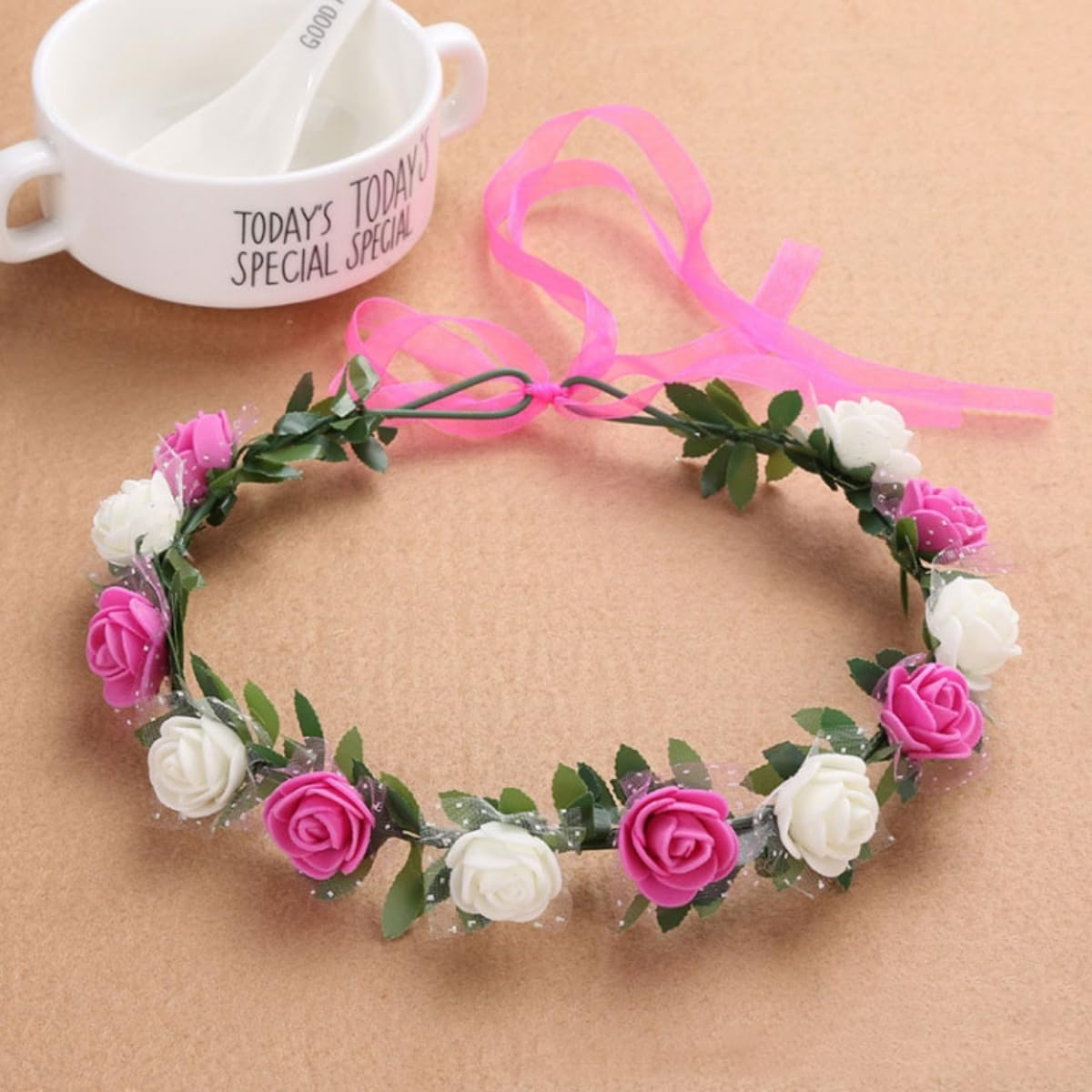 Costume Bay Flower Hairband with Elegant Rose Design for Weddings, Parties, Festivals, and Everyday Wear (Rose Flower, ONE) image number 1