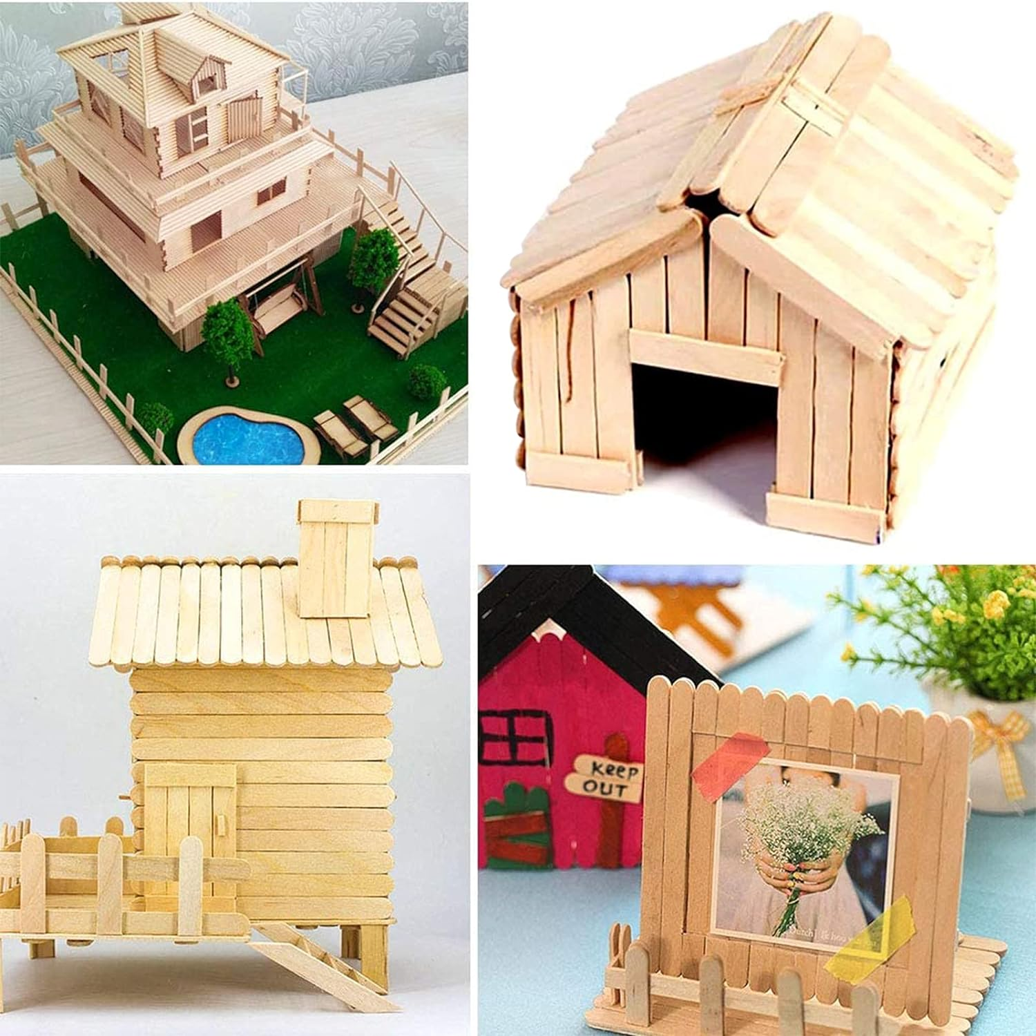 100PCS Crafts Lolly Sticks Lollipop Sticks Wooden,Natural Wood Sticks Lolly Sticks for Craft, DIY Ice Cream Stick LCE Cream Sticks for Craft Project Ice Cream Scoops image number 6