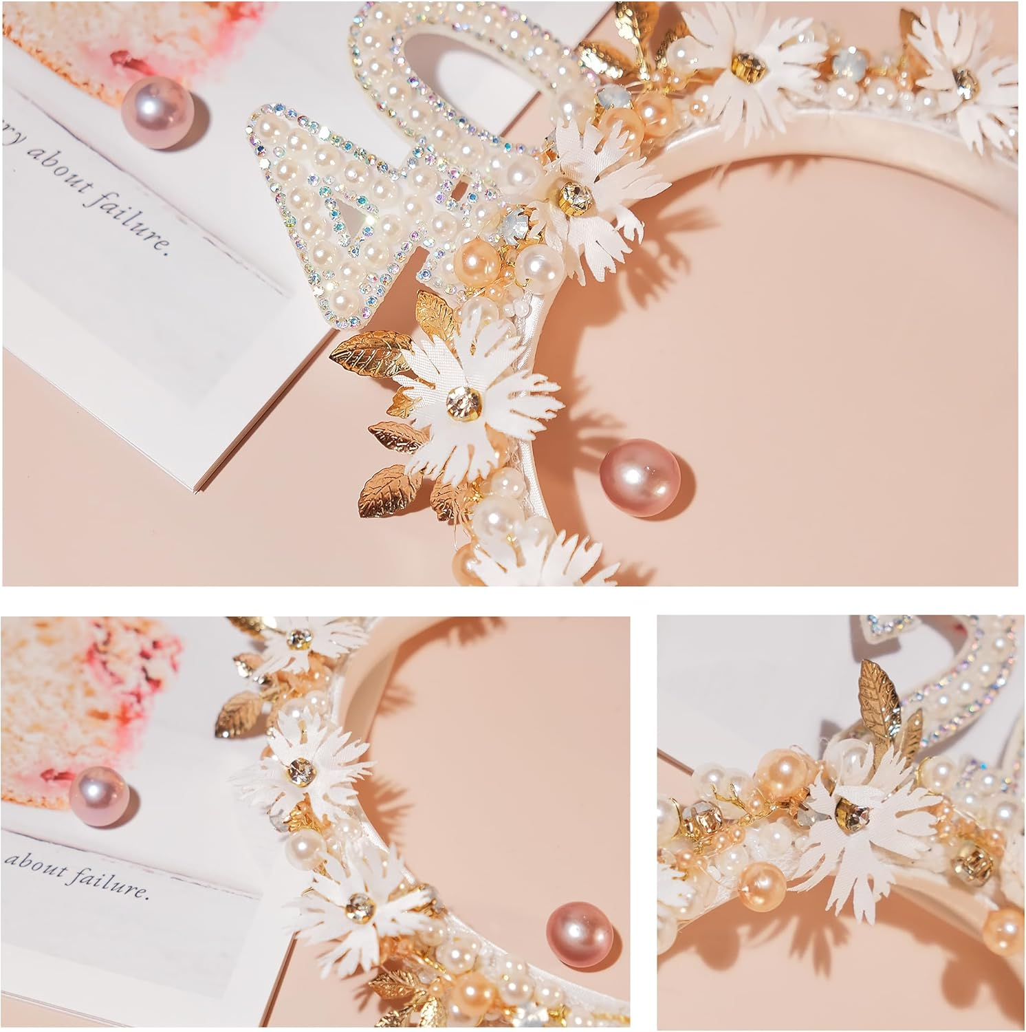 Partyforu 40Th Birthday Headband for Women, Handmade 40Th Birthday Headband with Beads for Fabulous Party, Photo Prop, Happy Gift image number 1