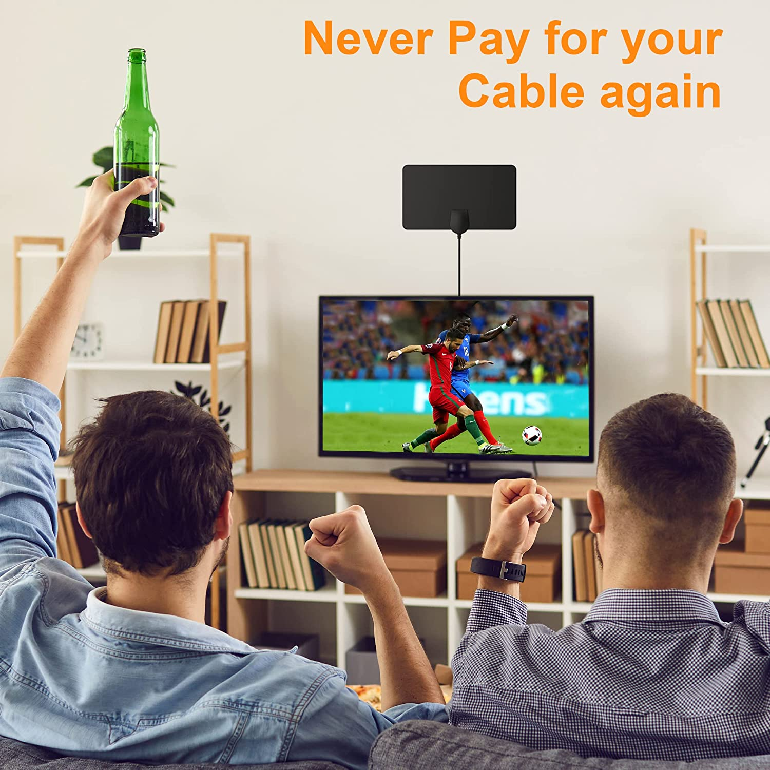 【2023 Upgraded】Tv Aerial Indoor - Amplified Indoor TV Aerial with Booster 250+ Long Range Reception, TV Indoor Aerial for Freeview TV Support 4K 1080P HDTV & 13 Ft Coax Cable image number 3