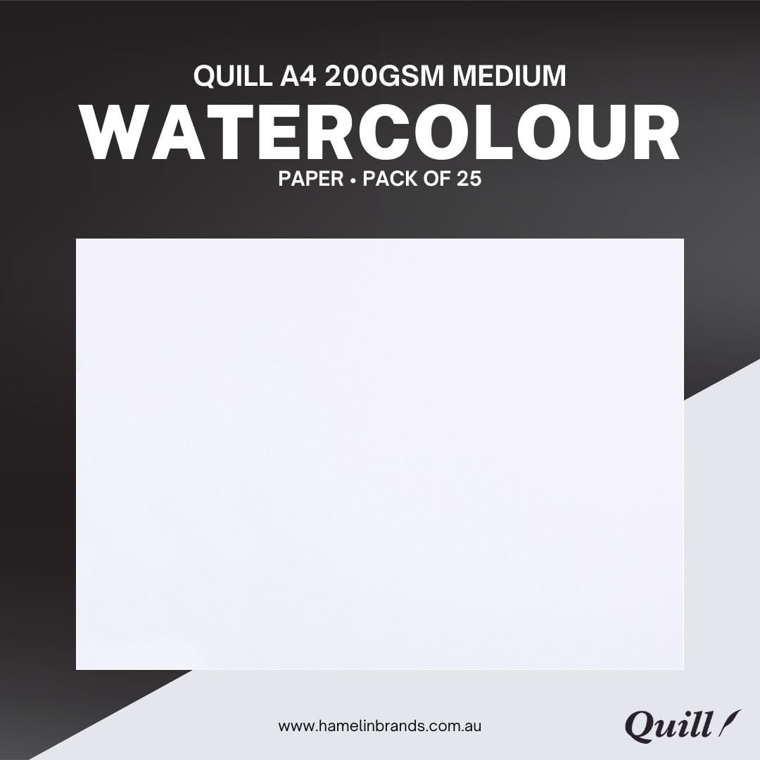 Quill A4 Watercolour Paper, Medium 200Gsm, White, Pack of 25 image number 3