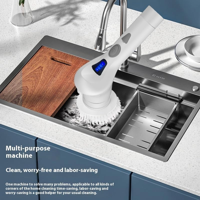 Electric Rotary Cleaning Brush - Household Cordless Cleaning Brush -IPX7 Waterproof ， with 8 Brush Heads, and 2 Rotating Speeds - Suitable for Bathroom, Shower, Bathtub, Glass and Car image number 1