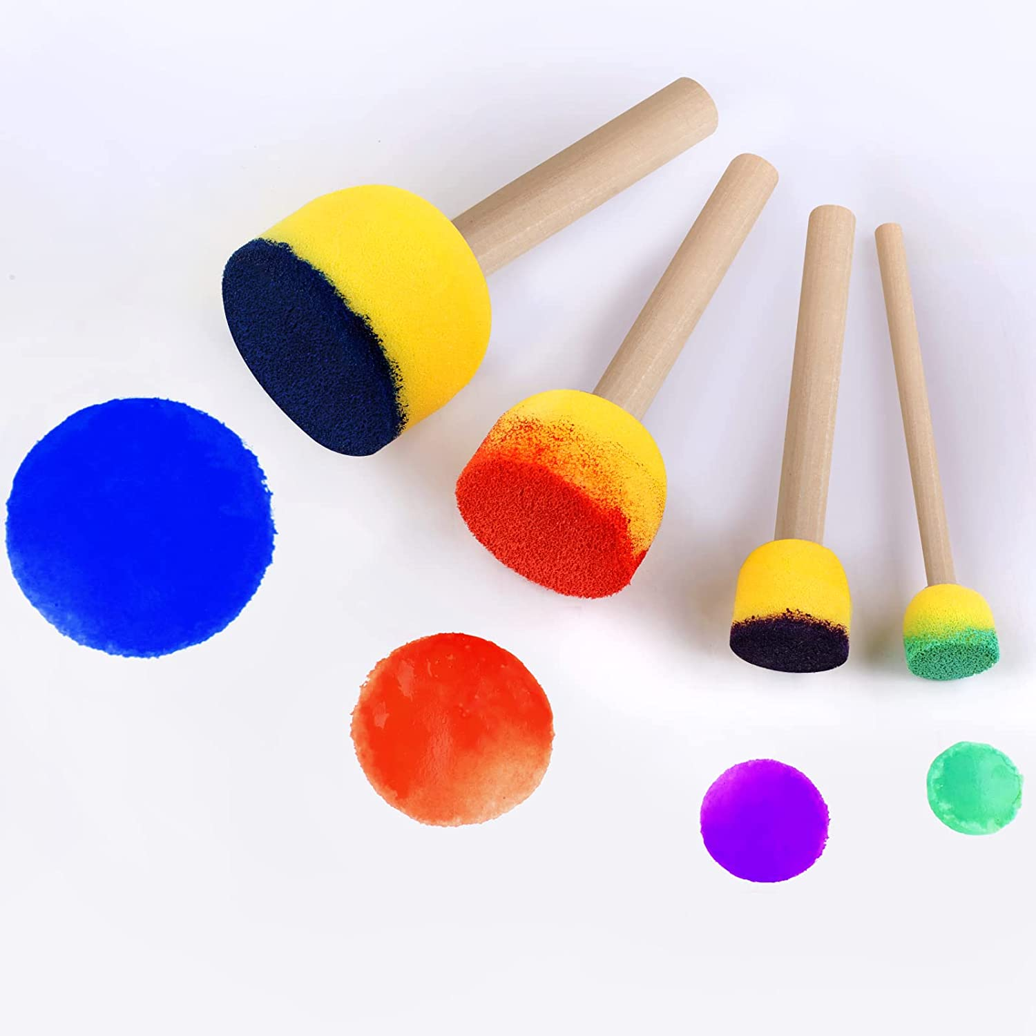 30 Pcs round Sponges Brush Set, round Sponge Brushes for Painting, Paint Sponges for Acrylic Painting, Painting Tools for Kids Arts and Crafts (4 Sizes) image number 3