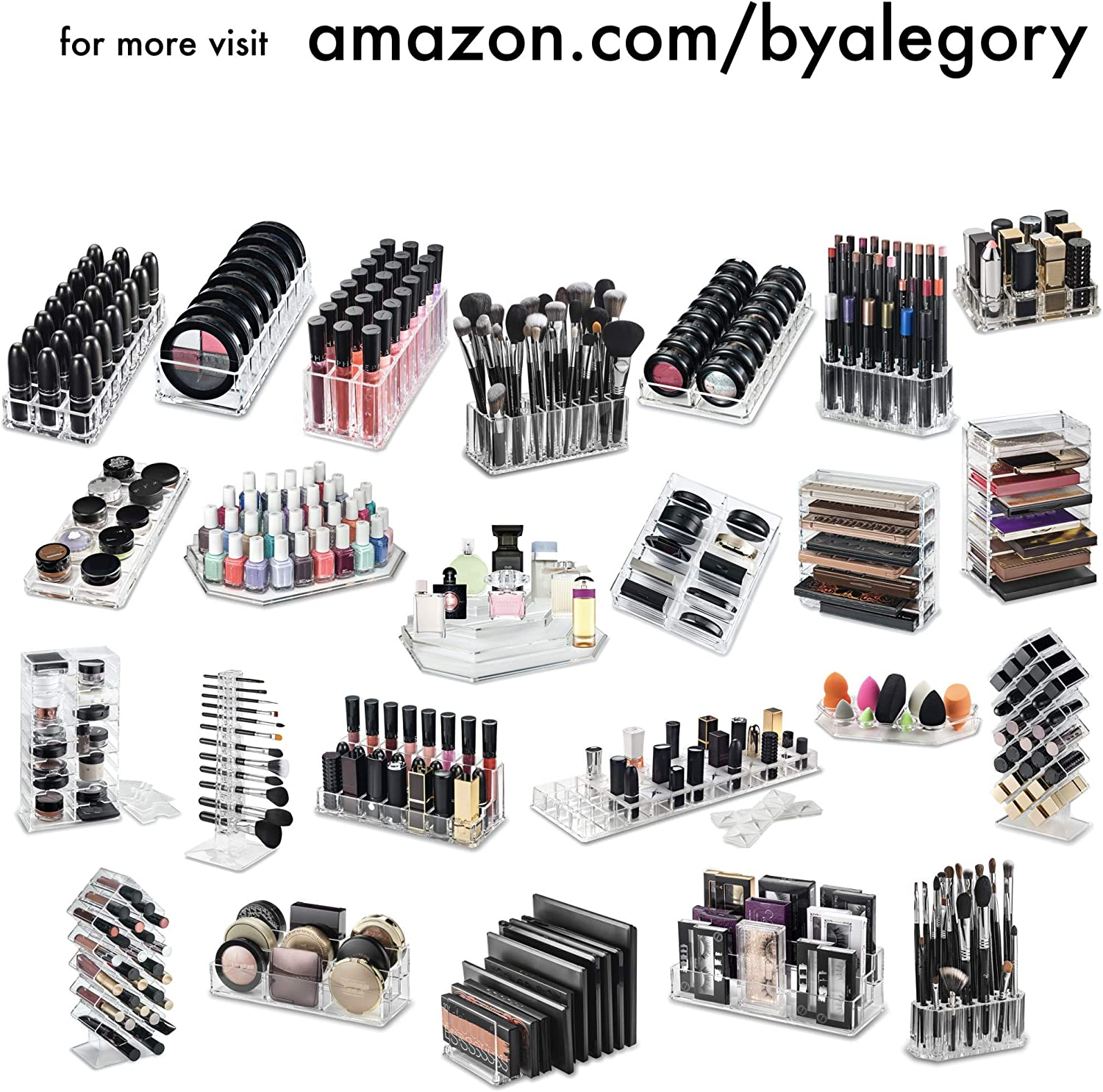 Byalegory Acrylic Rollerball Perfume Organizer Beauty Scent Holder 24 Space Organization Container Storage for Tall Scented Oils - Clear image number 2