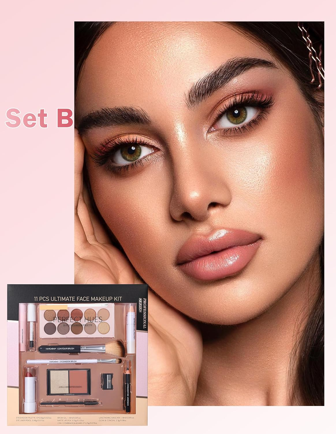 Erinde Makeup Set Kit for Women Girls Teens,Makeup Gift Set Includes Lengthening Mascara, Eyebrow Gel, 10 Color Eyeshadow, Concealer, Contour Brush, Eyeliner Pencil, Lipstick, Brushes & Sharpener, #B image number 1