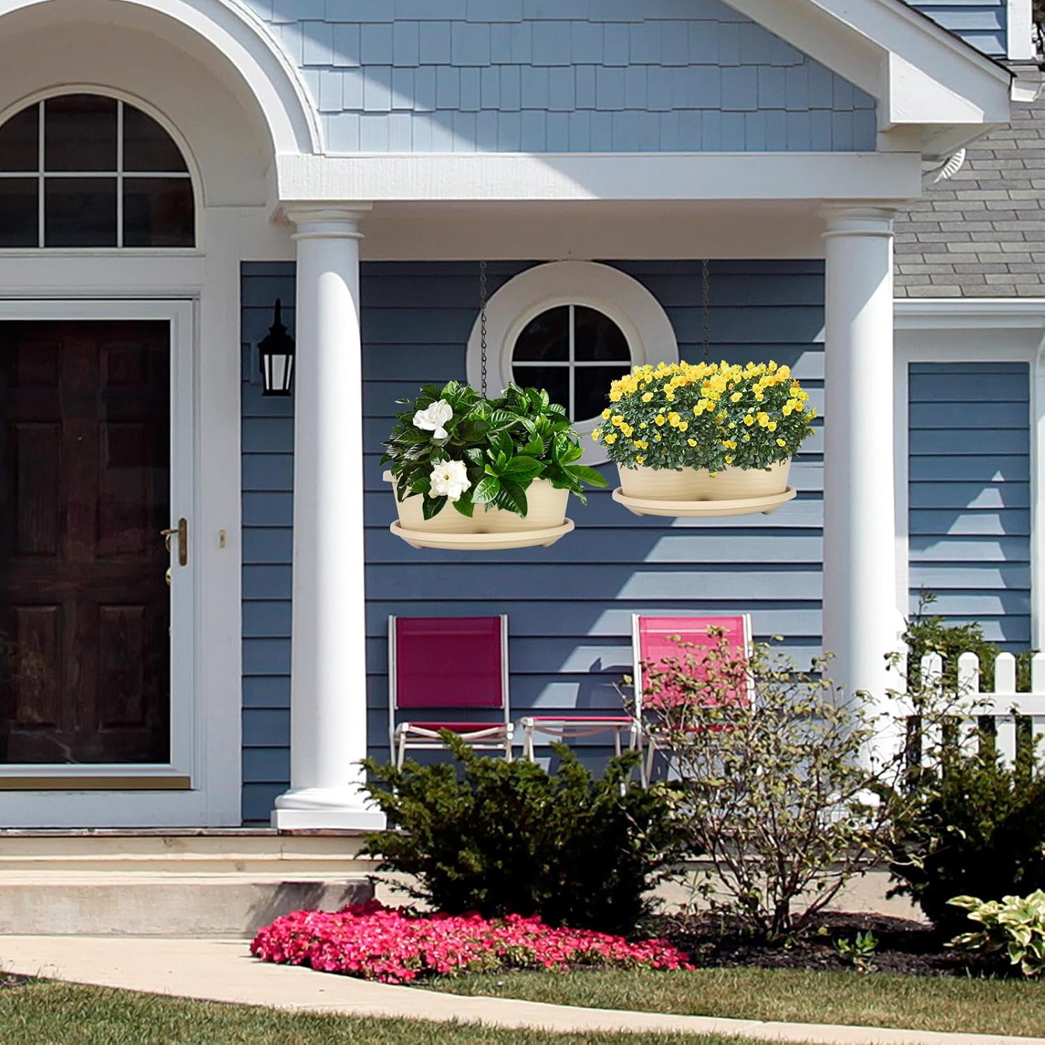 Rootrimmer 5 Tier Tower Stackable Planter, Strawberry Planter, Vertical Gardening Indoor/Outdoor Planters, Herb Planter for Growing Flowers, Vegetables and Succulents (Off-White) image number 2