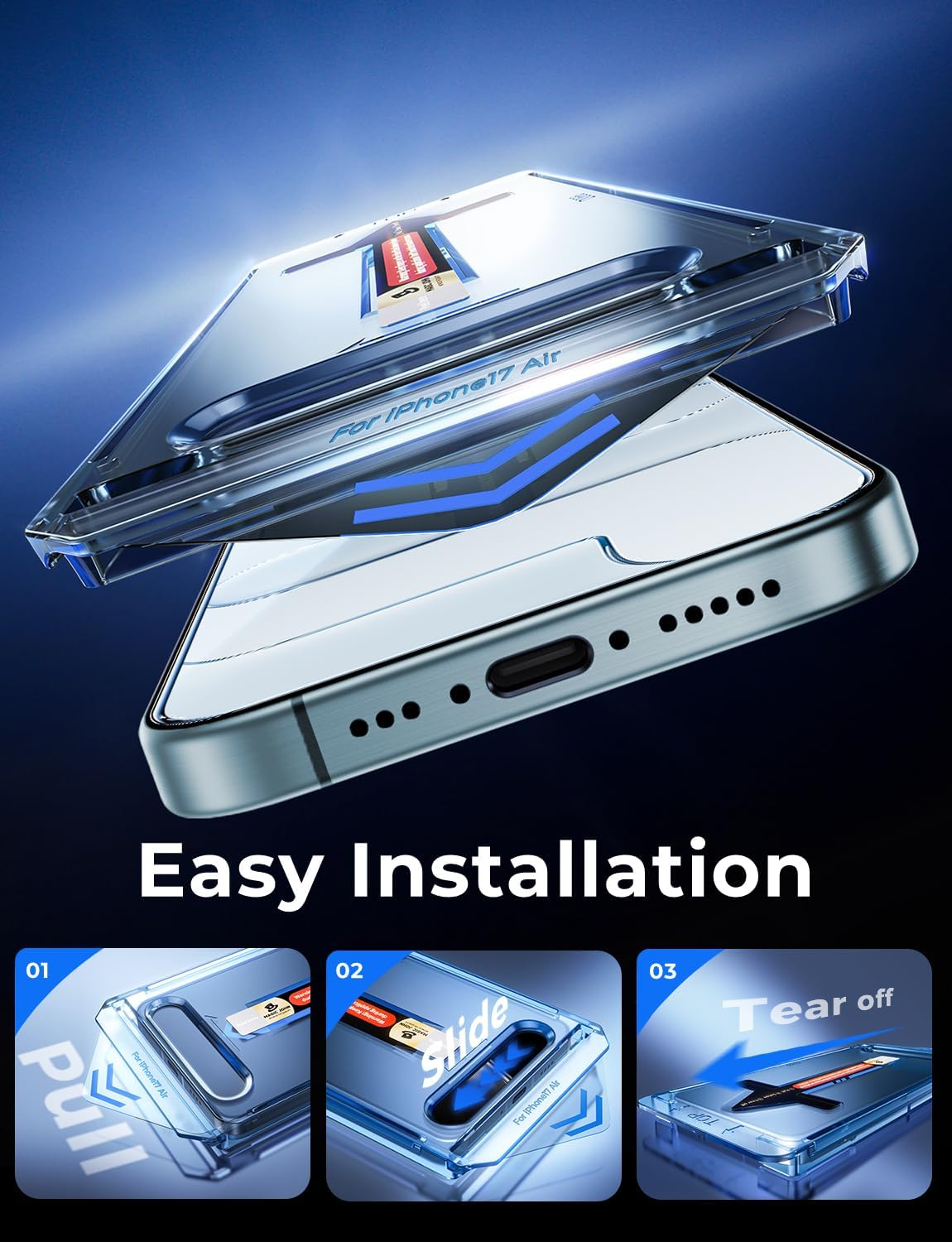 MAGIC JOHN 2 Pack for Iphone Air 6.5 Inch Tempered Glass Screen Protector, Auto Dust-Elimination, Easy Installation, Bubble Free, HD Clear image number 4