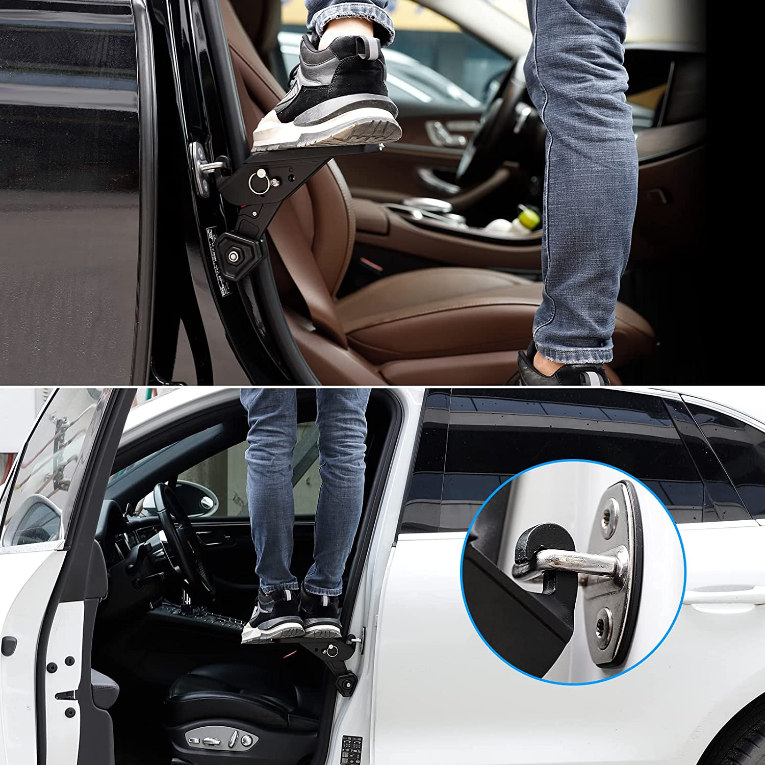 OPP ULITE Car Doorstep Foldable, Multifunction Universal Vehicle Hooked Folding Ladder Foot Pegs Pedal Easy Access to Car Roof Top for Most Car SUV JEEP Trucks Vans Vehicle image number 5