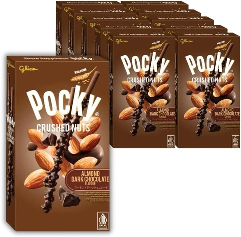 Glico Pocky Stick Biscuits W/Almond Dark Chocolate 25G (10 Pack) image number 1