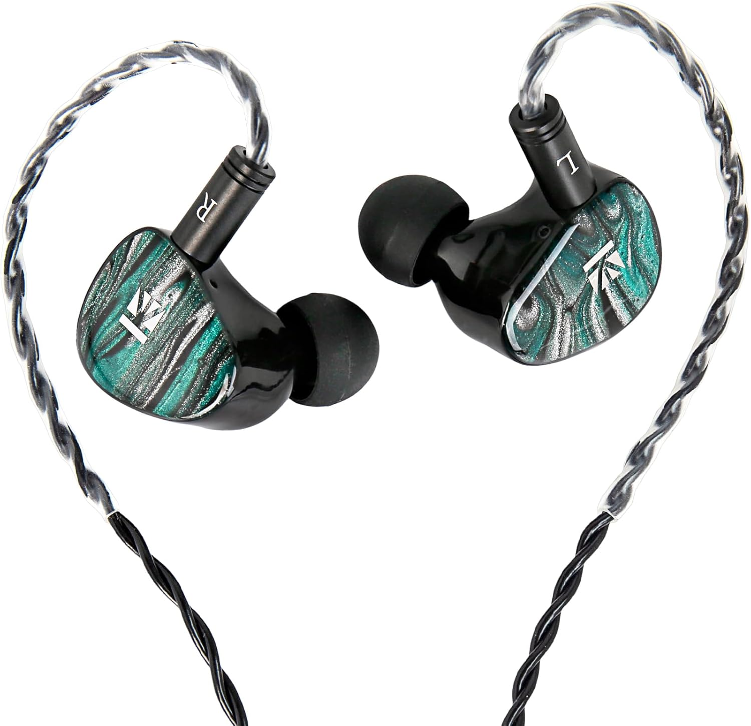 KBEAR Alkaid KB03 in Ear Monitor Headphones, Wired Gaming Earbuds 1DD 1BA 1Bone Conduction Hybrid IEM Earphones, Beryllium-Coated Dynamic, 3D Printed Resin Cavity in Ear Monitor for Musician, Green