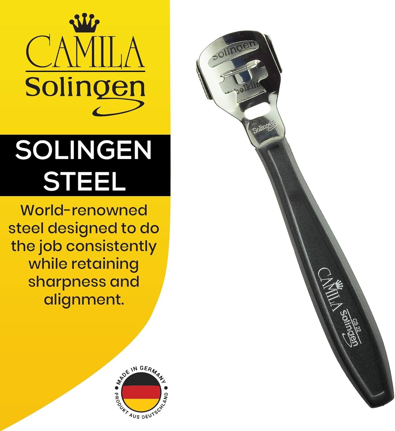 Camila Solingen CS22 5 1/2" Corn Plane/Foot Callus Remover. Hard Skin Heel Shaver Rasp Pedicure Cutter Kit for Feet and Spare Blades (10 Pack). Made in Solingen Germany image number 5