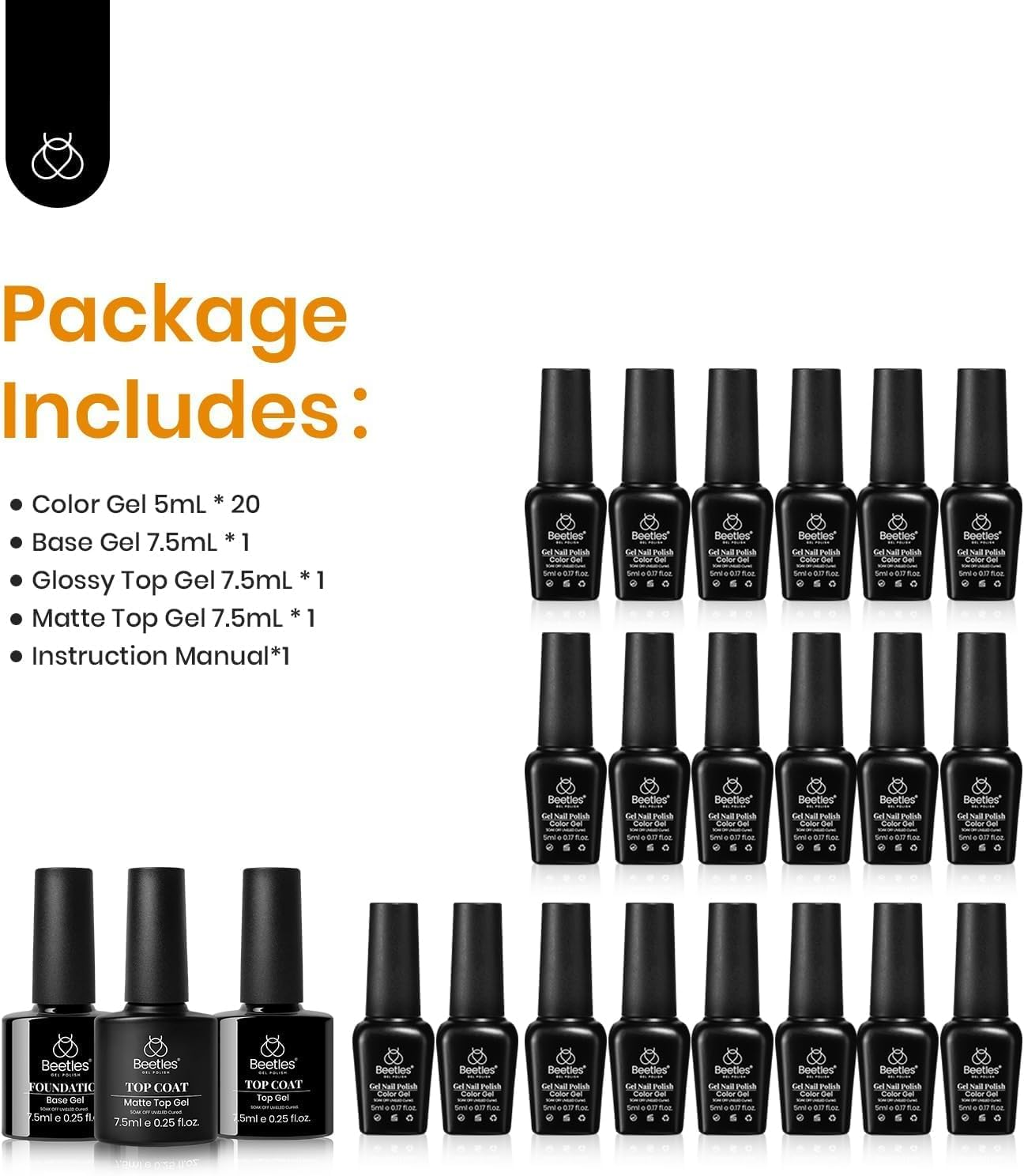 Beetles Gel Polish Gel Nail Polish Kit,23 Pcs Blue Pink Green Brown Purple Nail Polish Gel Polish Set DIY Home Women image number 4