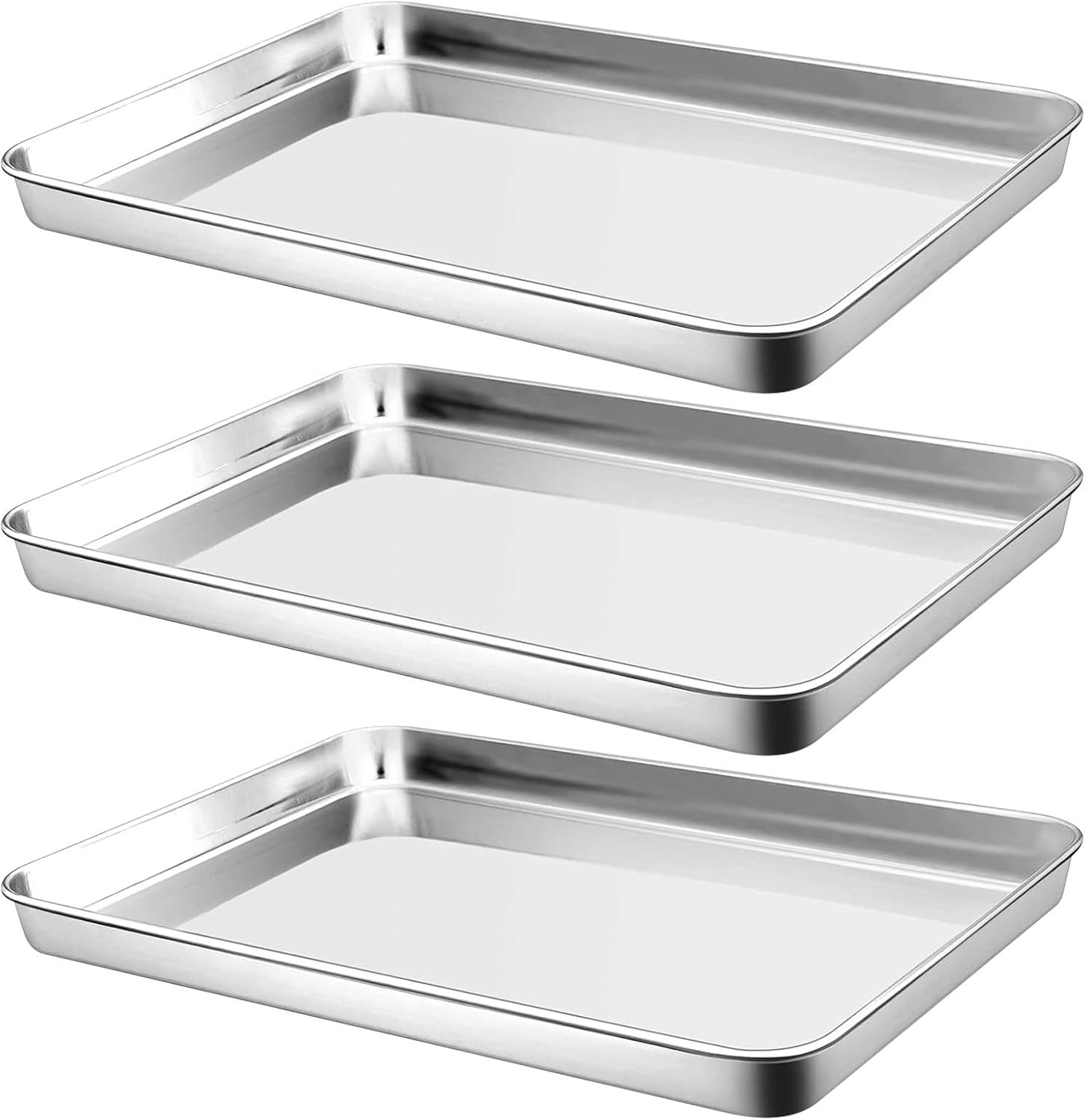 3PCS Large Baking Sheets,15.75X11.81X1.3Inch Stainless Steel Baking Pan Tray,Cookie Sheet Baking Sheet,Commercial Grade Professional Bakeware Oven Tray,Bakeware Oven Tray for Baking, Roasting image number 6