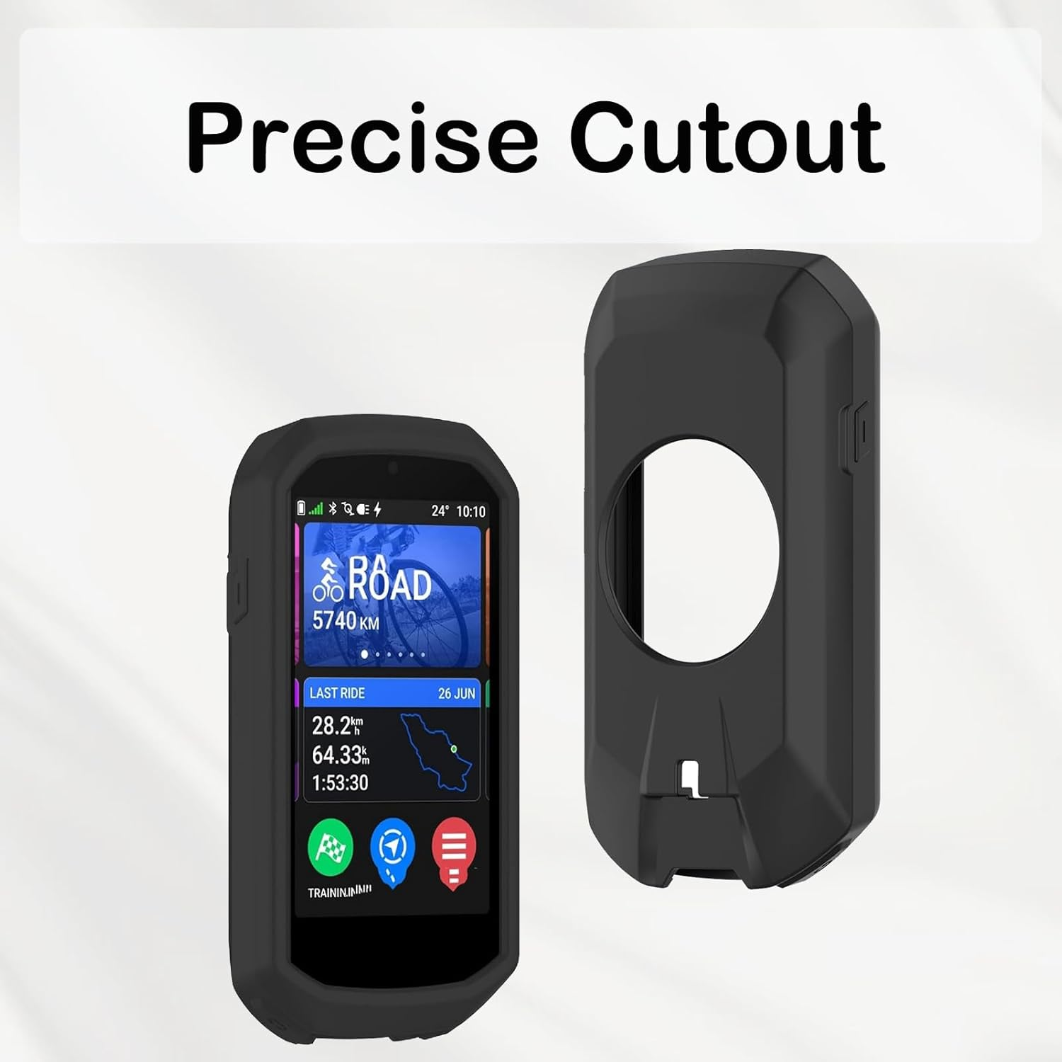 CONAPIKA Case for Garmin Edge 1050, Ultra Silm Soft Silicone Shock-Absorption Cover Protector Full Coverage Lightweight Bike GPS Navi Protective Protective Sleeve with 2 EPU Screen Protector,Black image number 2