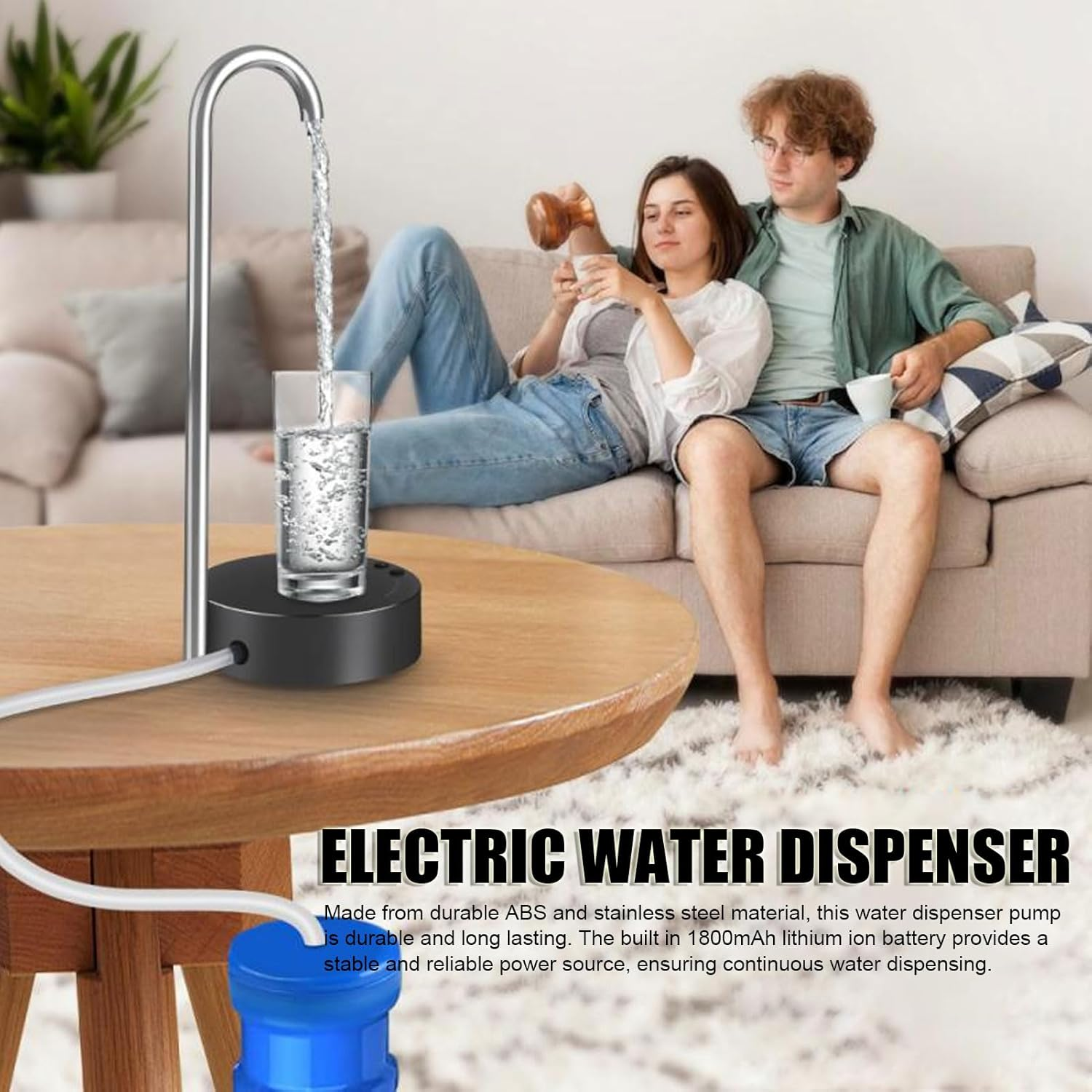 Desktop Water Dispenser, Automatic Drinking Electric Mineral Water Bottle Pump for Home and Office, Water Bottle Dispenser, Electric Water Dispenser (Black) image number 4