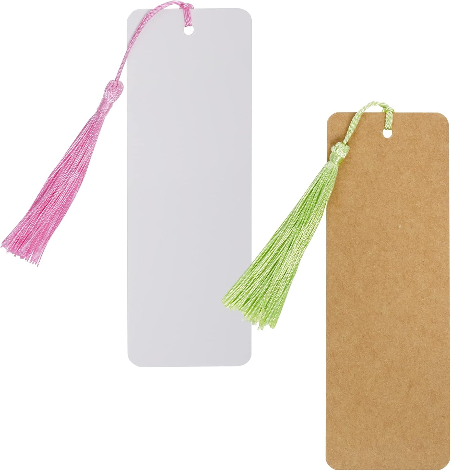 Choyaxo 120 Pcs Kraft Paper Blank Bookmarks with 100 Pcs Colorful Tassels Paper Bookmarks for DIY Art Projects, School Supply, Gifts Tags 5.5X2 Inch (120) image number 1